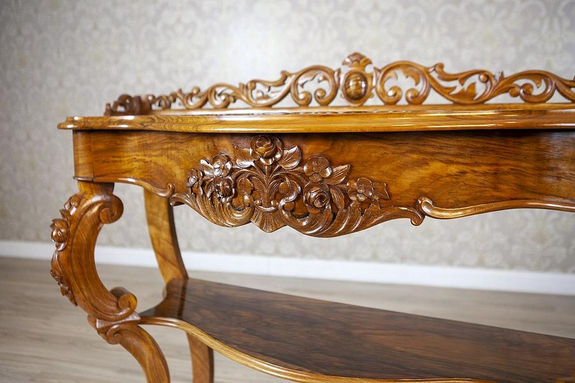19th-Century Decorative Rosewood Wood and Veneer Console Table For Sale 1