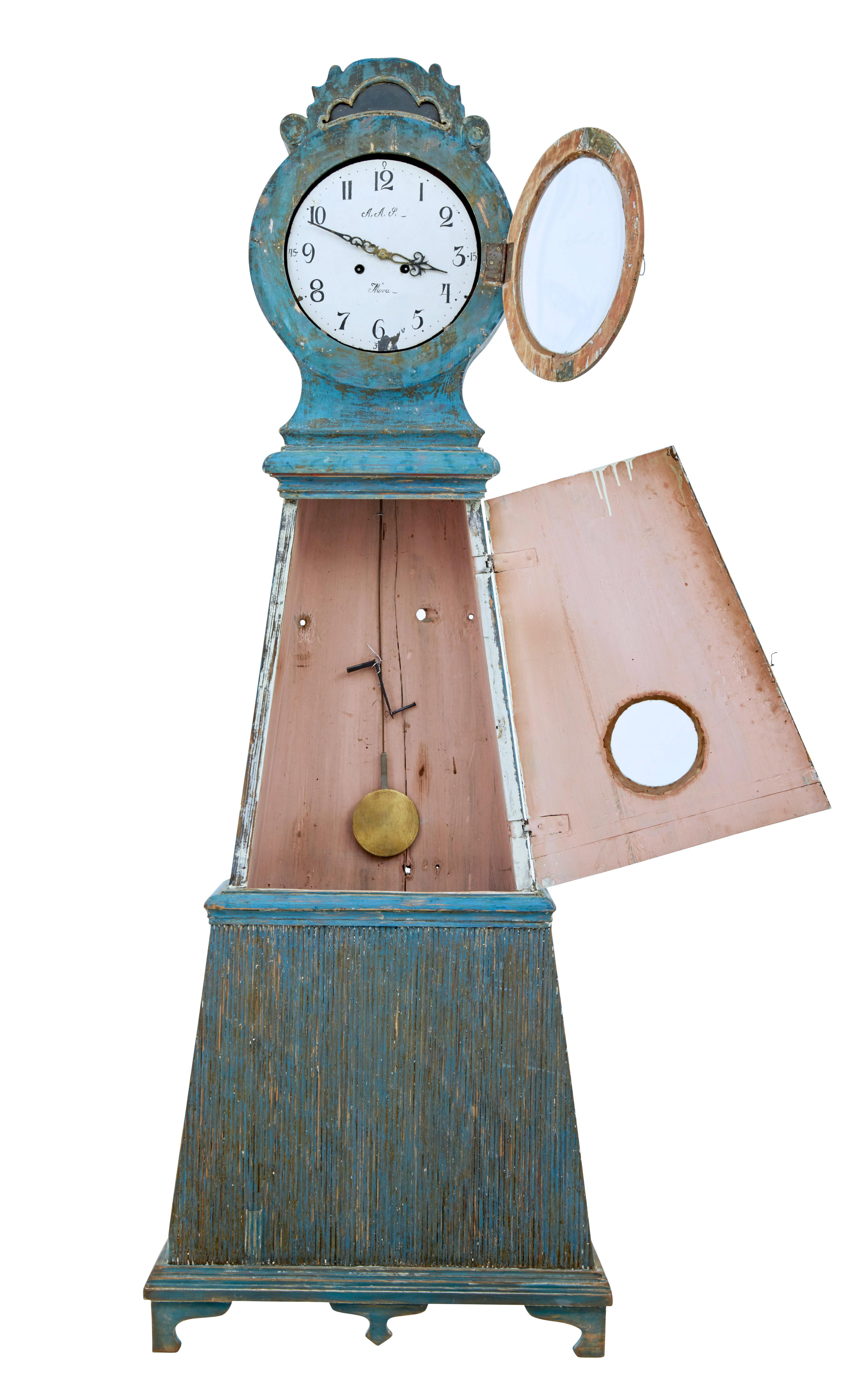 Gustavian 19th Century Decorative Swedish Mora Long Case Clock