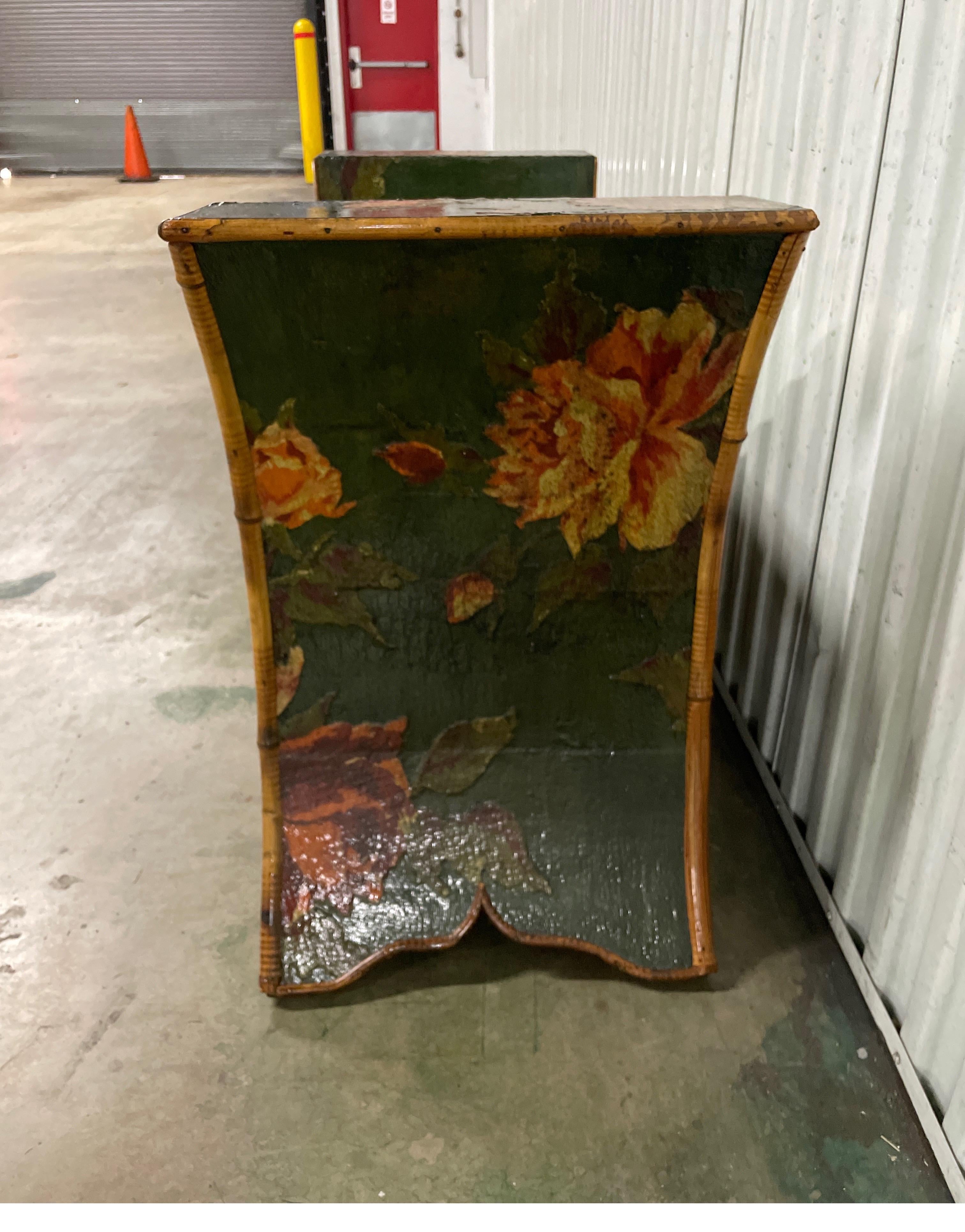19th Century Decoupage and Bamboo Bench at 1stDibs