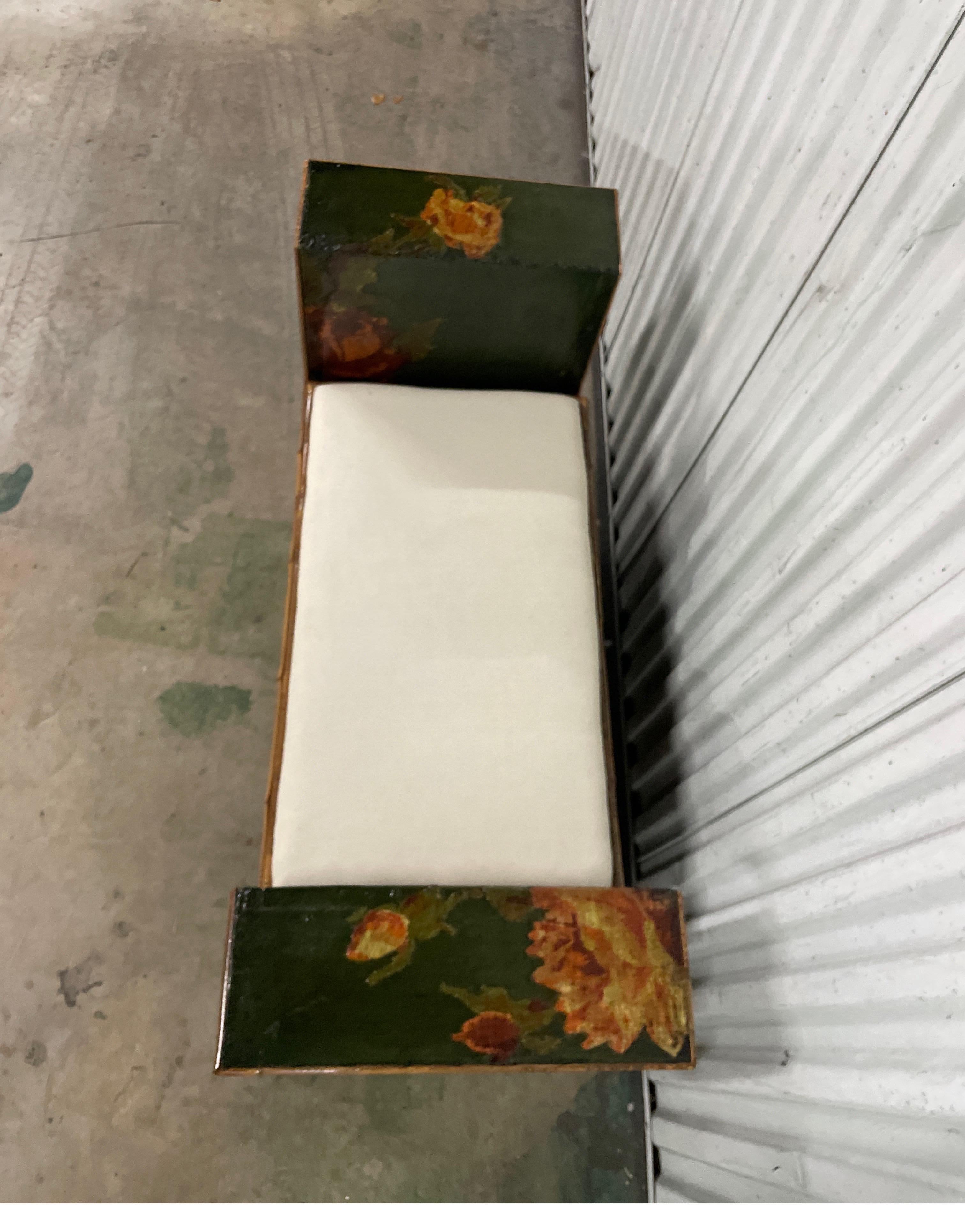 19th Century Decoupage and Bamboo Bench at 1stDibs