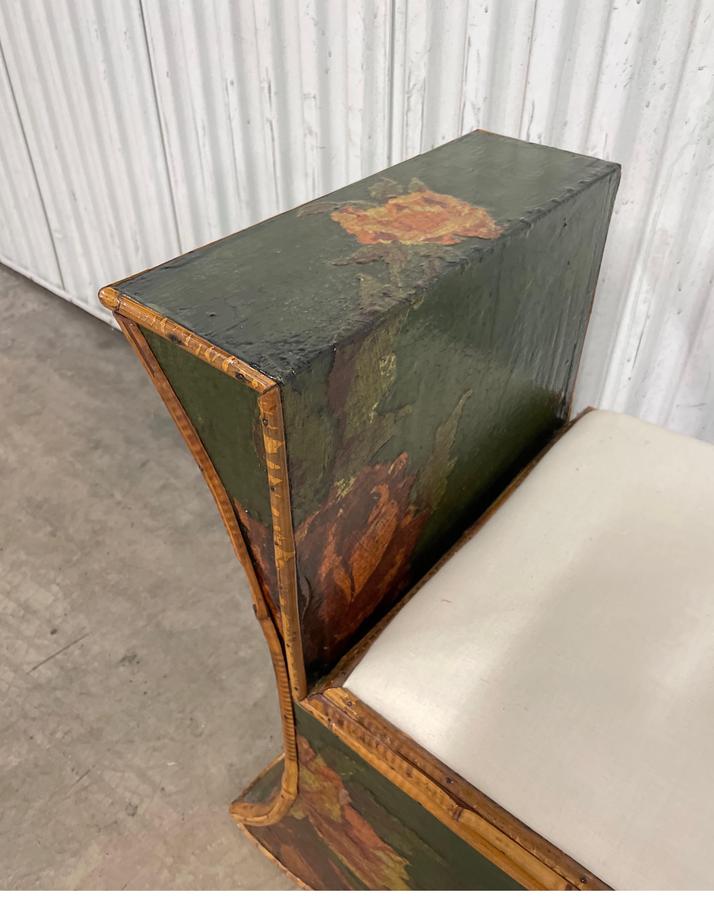 19th Century Decoupage and Bamboo Bench at 1stDibs