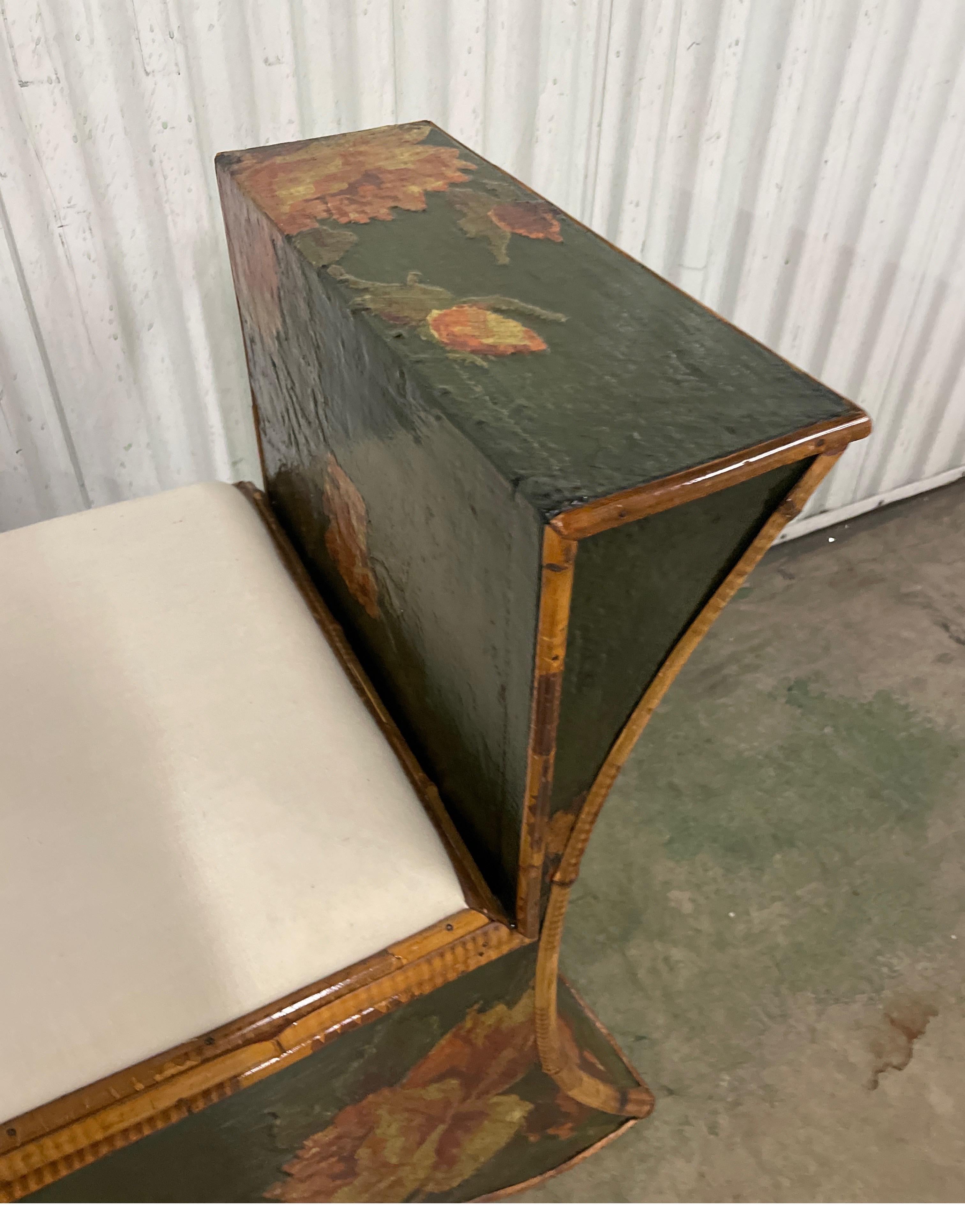 19th Century Decoupage and Bamboo Bench at 1stDibs