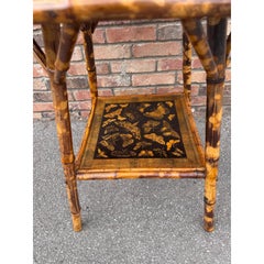 19th Century Decoupage Bamboo Side Table