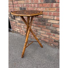 19th Century Decoupage Bamboo Side Table