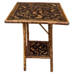 19th Century Decoupage Bamboo Side Table