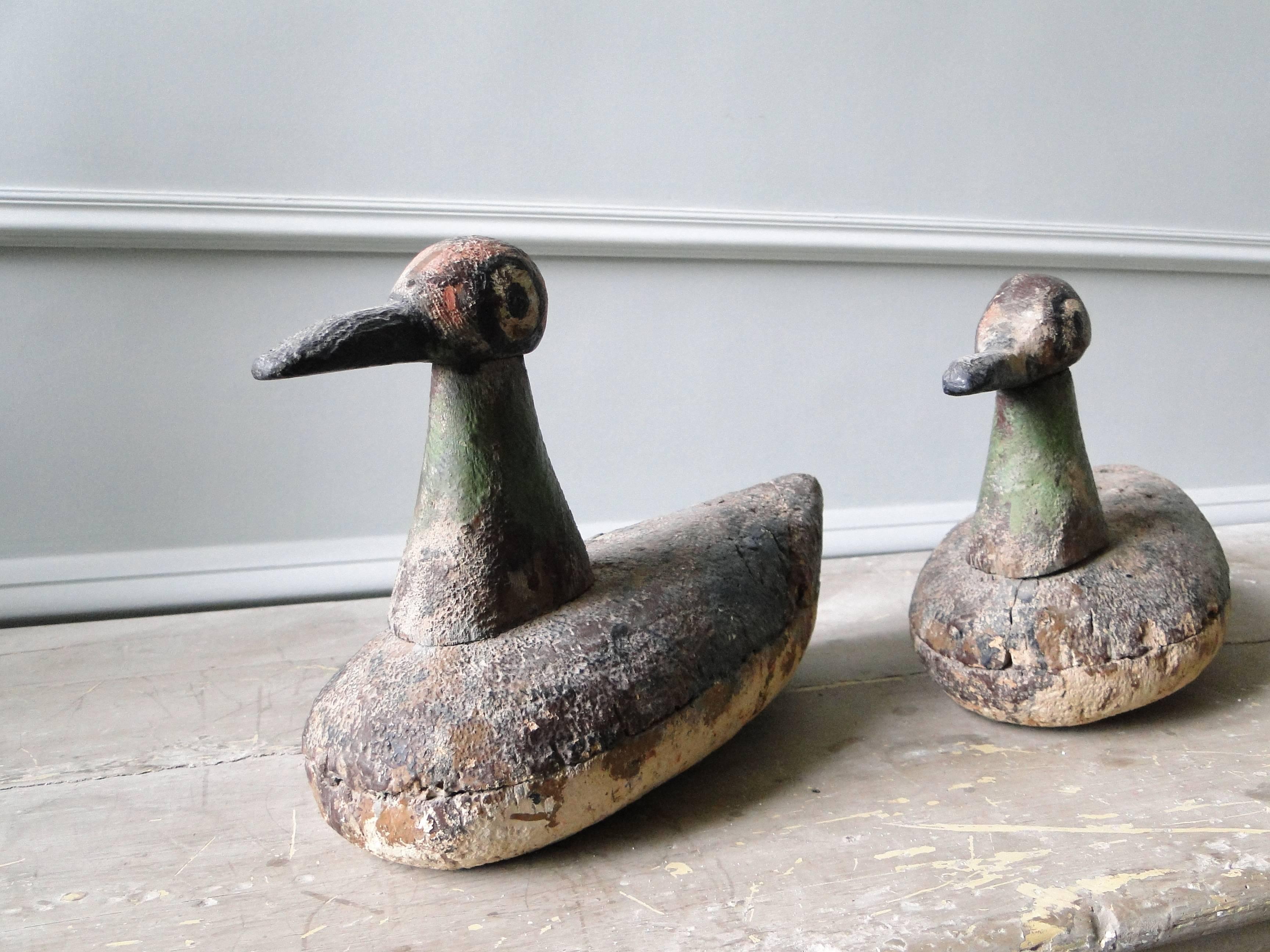 19th Century Decoy Ducks, Folk Art In Good Condition In Sames, FR