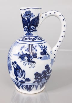 19th Century Delft Chinoiserie Faience Lobed Pitcher
