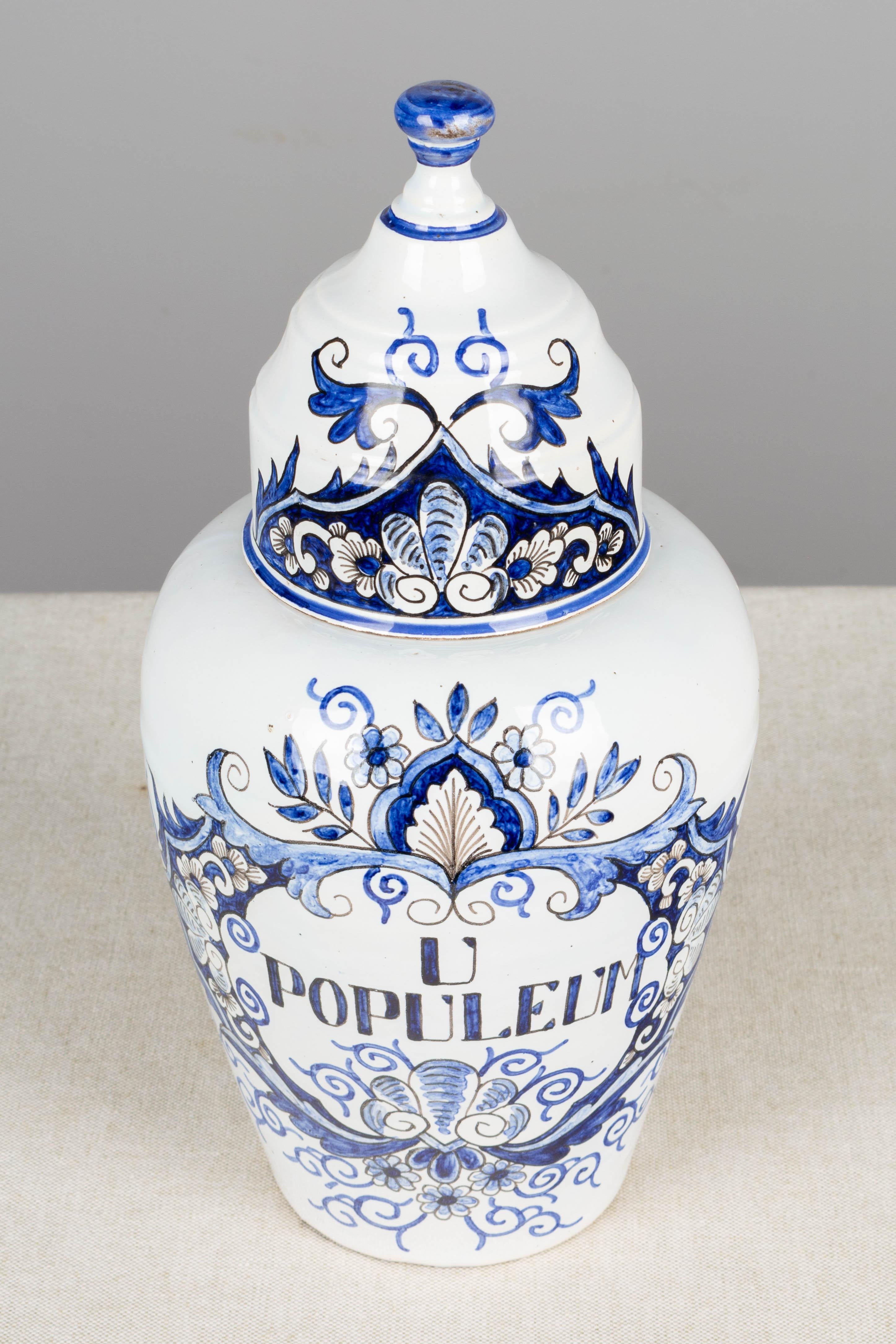 19th Century Delft Faience Apothecary Jar For Sale 4