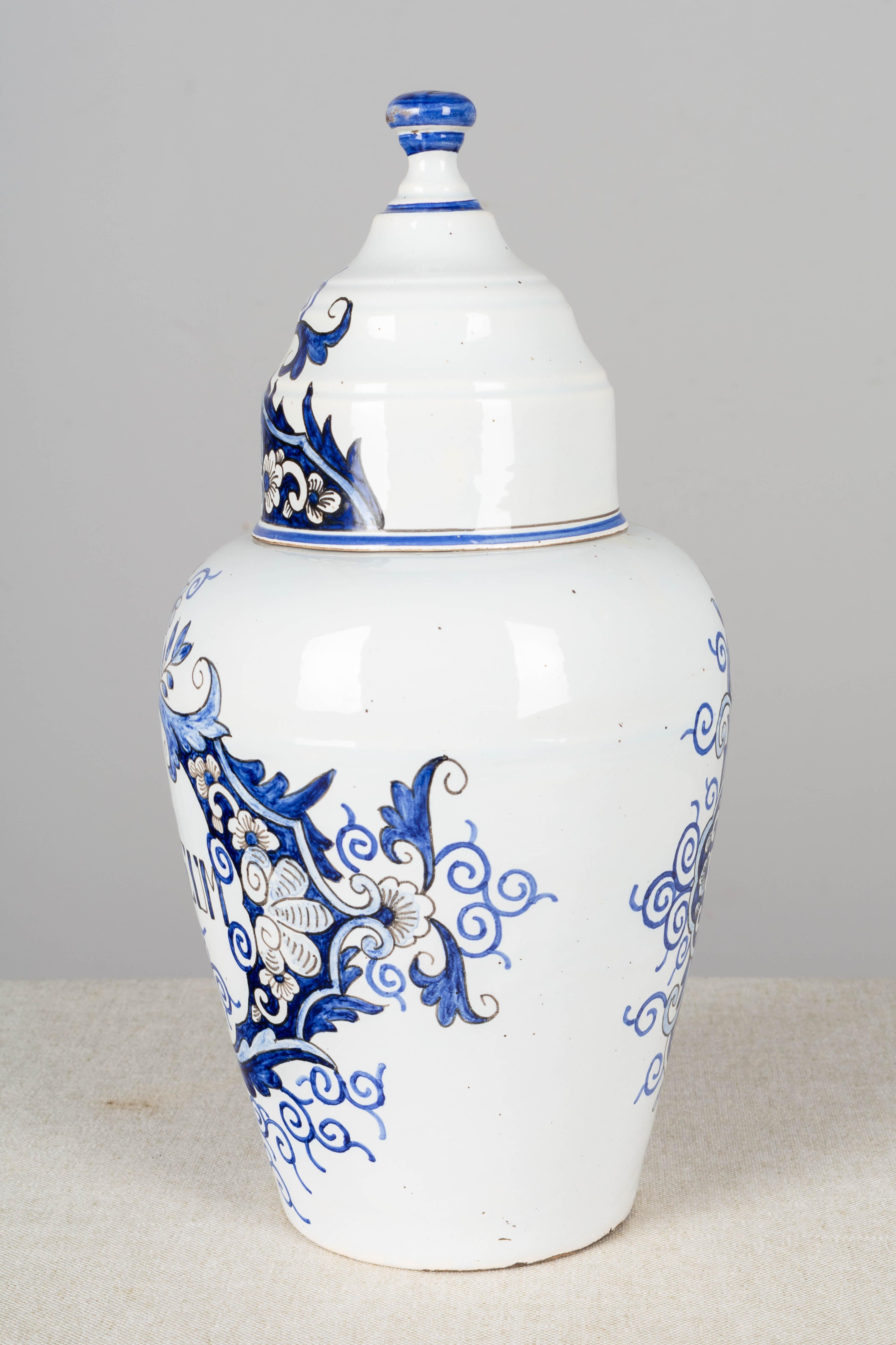 Dutch 19th Century Delft Faience Apothecary Jar For Sale