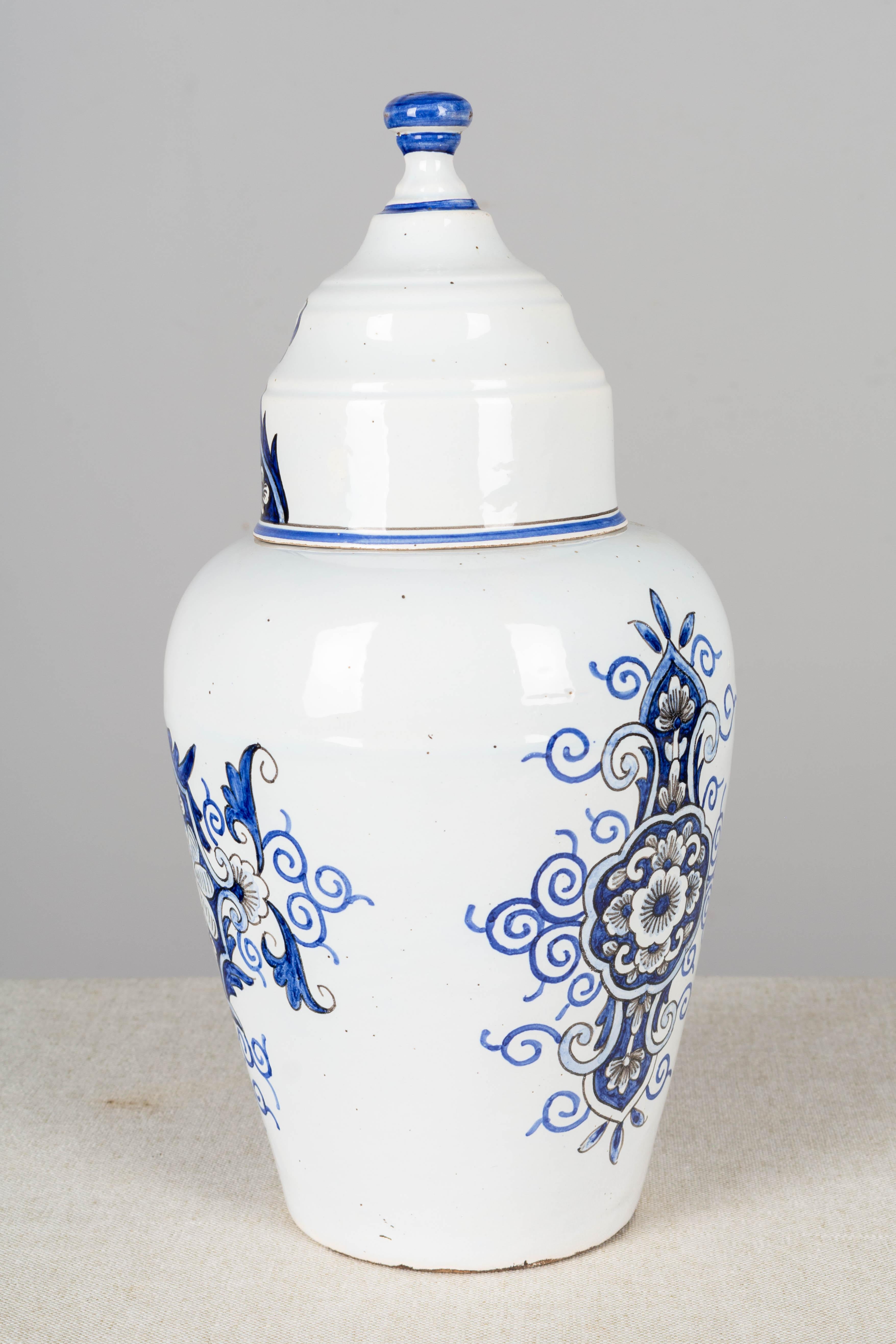 Hand-Painted 19th Century Delft Faience Apothecary Jar For Sale