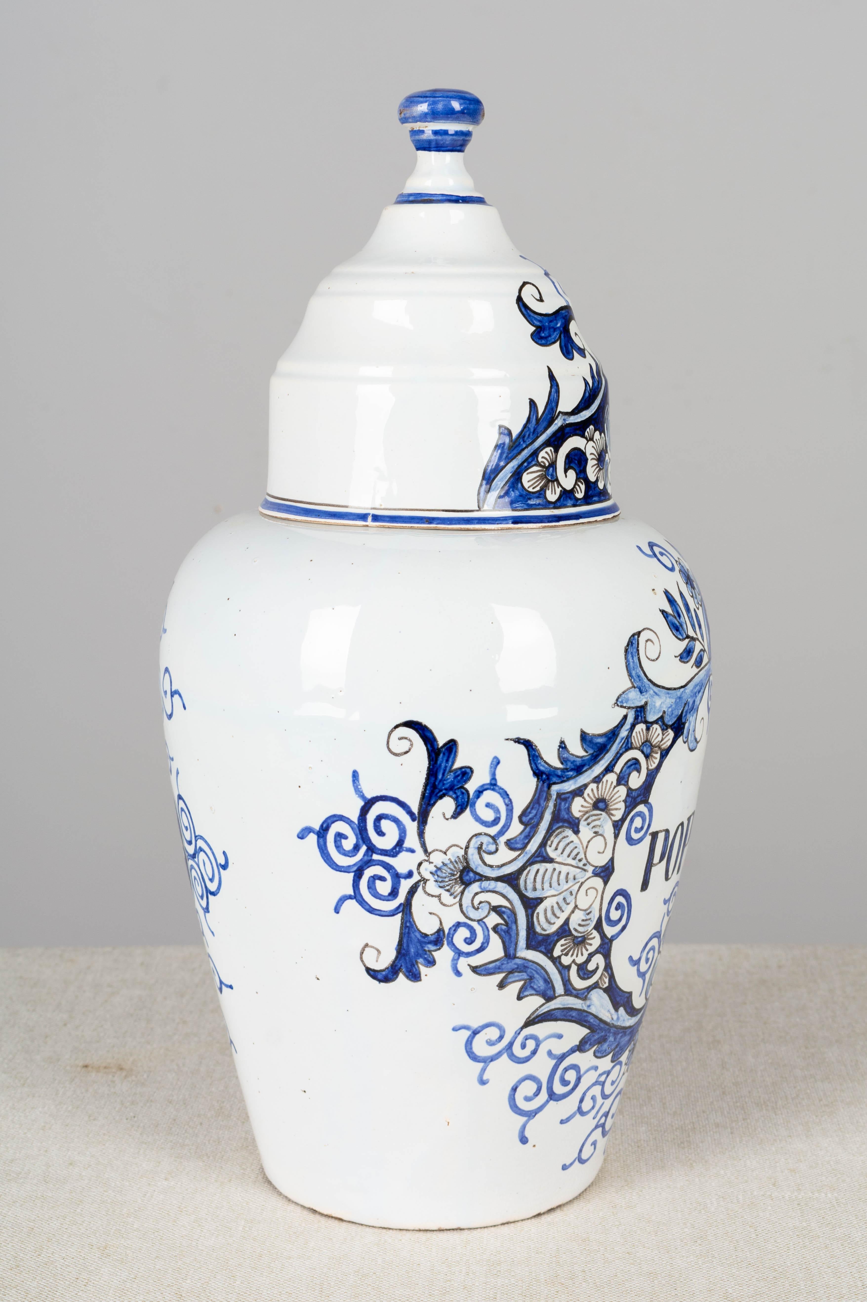 19th Century Delft Faience Apothecary Jar For Sale 1