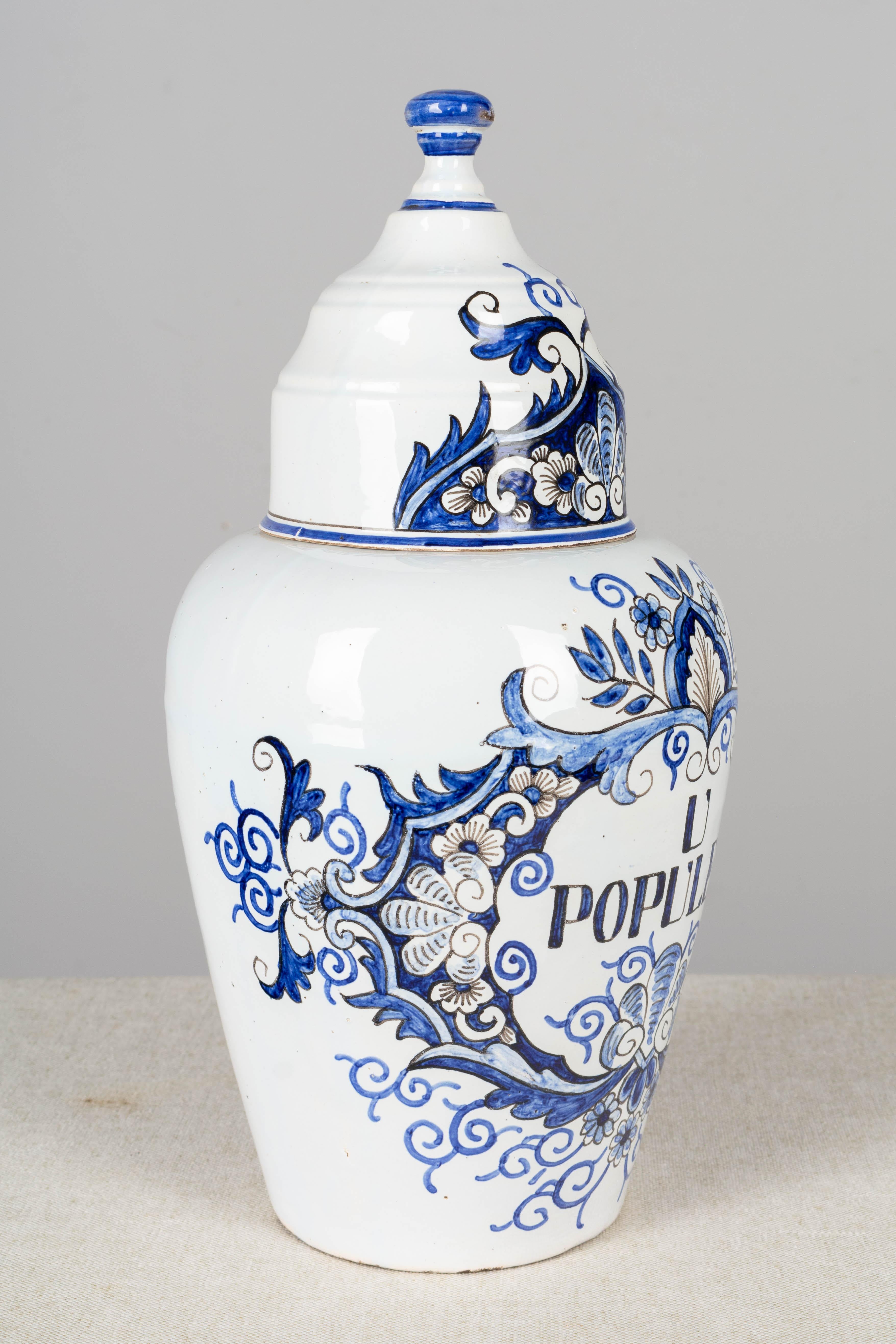 19th Century Delft Faience Apothecary Jar For Sale 2