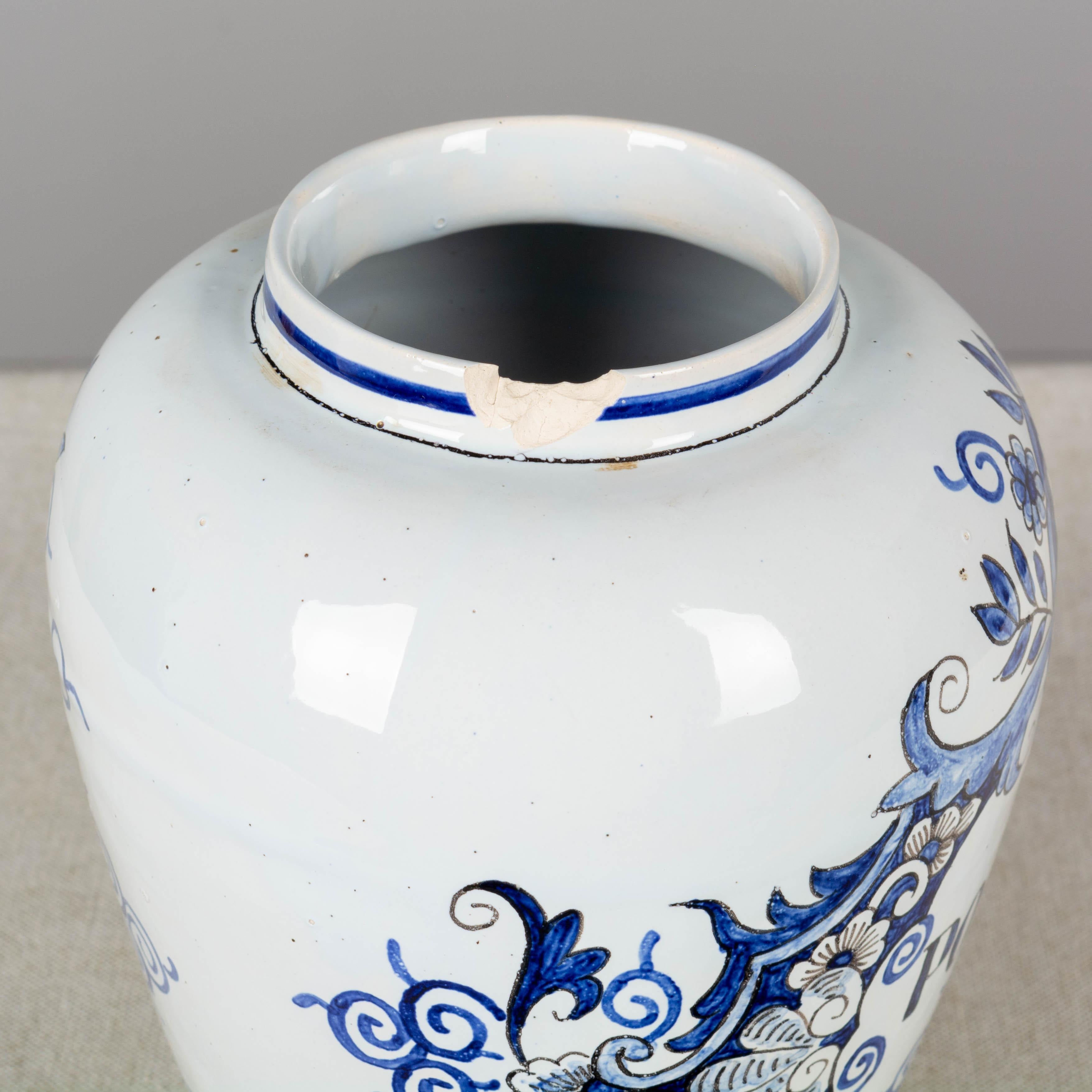 19th Century Delft Faience Apothecary Jar For Sale 3