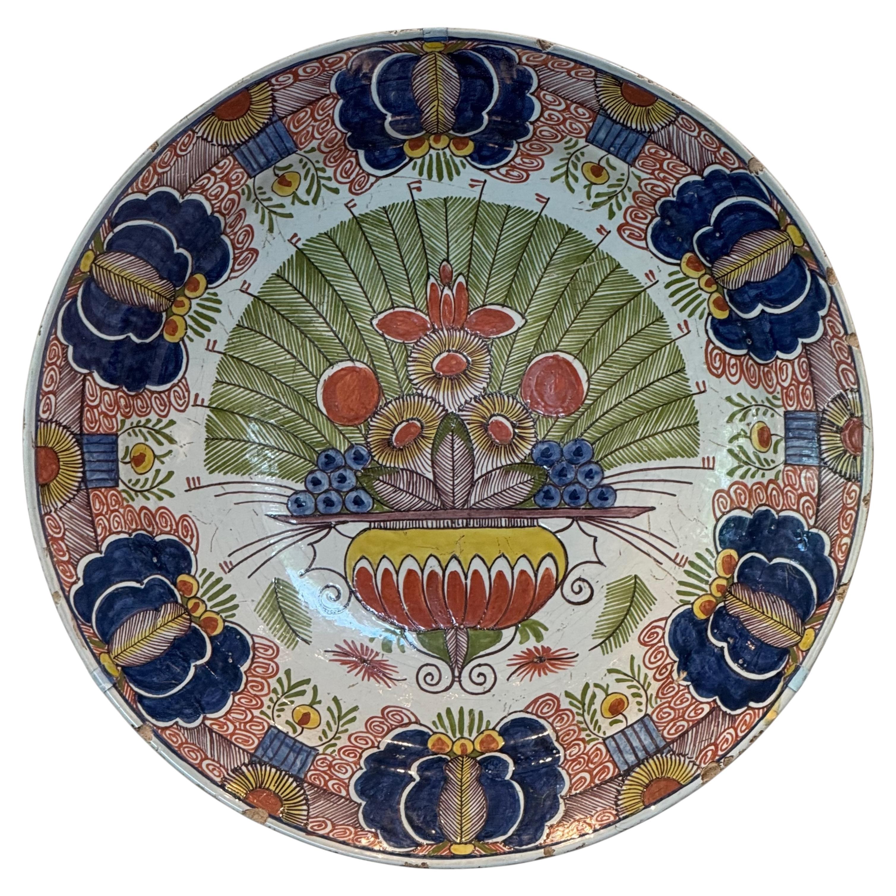 19th Century Delft Polychrome Charger