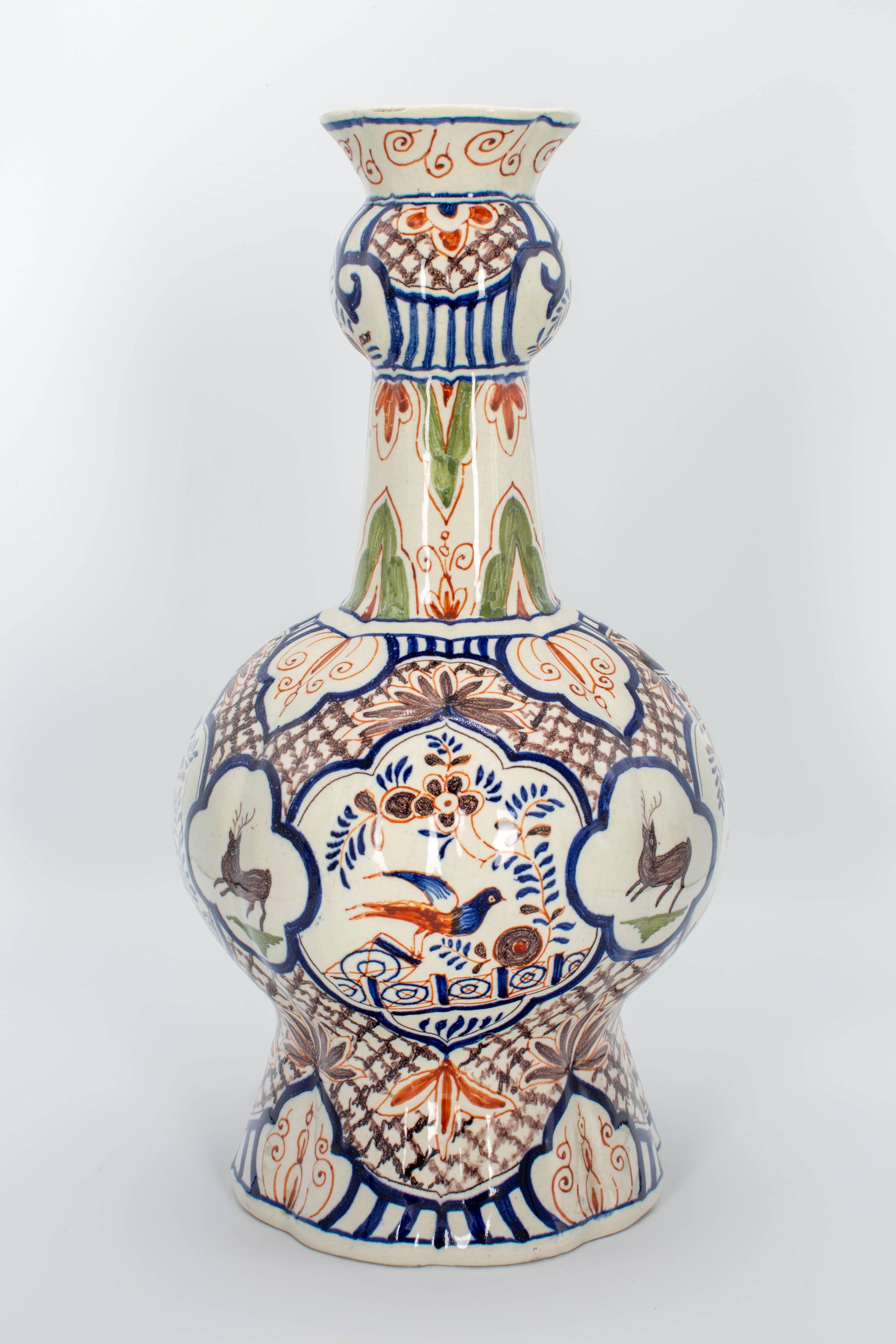 19th Century Delft Polychrome Faience Vase For Sale 1
