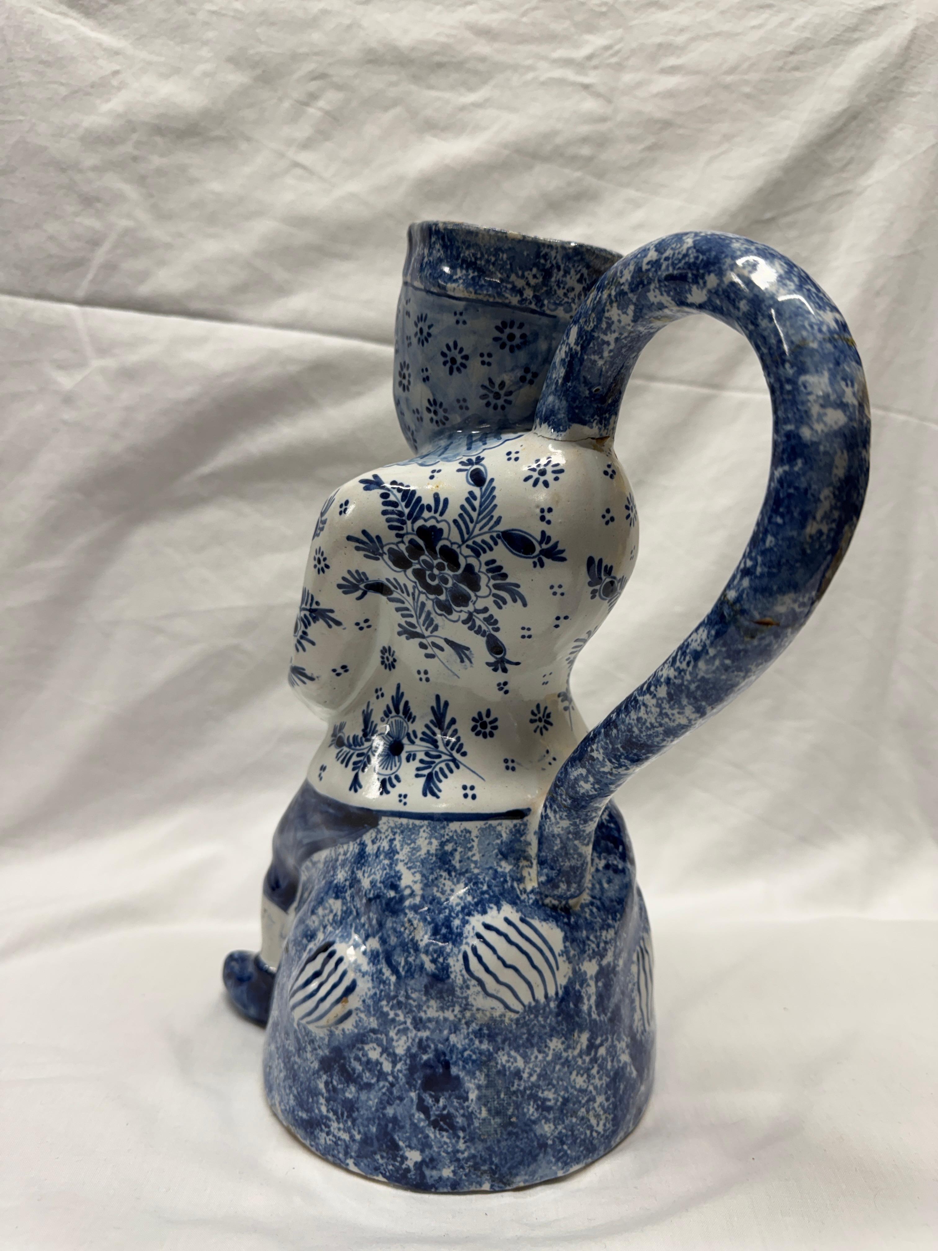 Vase / cruche Toby de Delft du 19e siècle Bon état - En vente à Basildon, GB