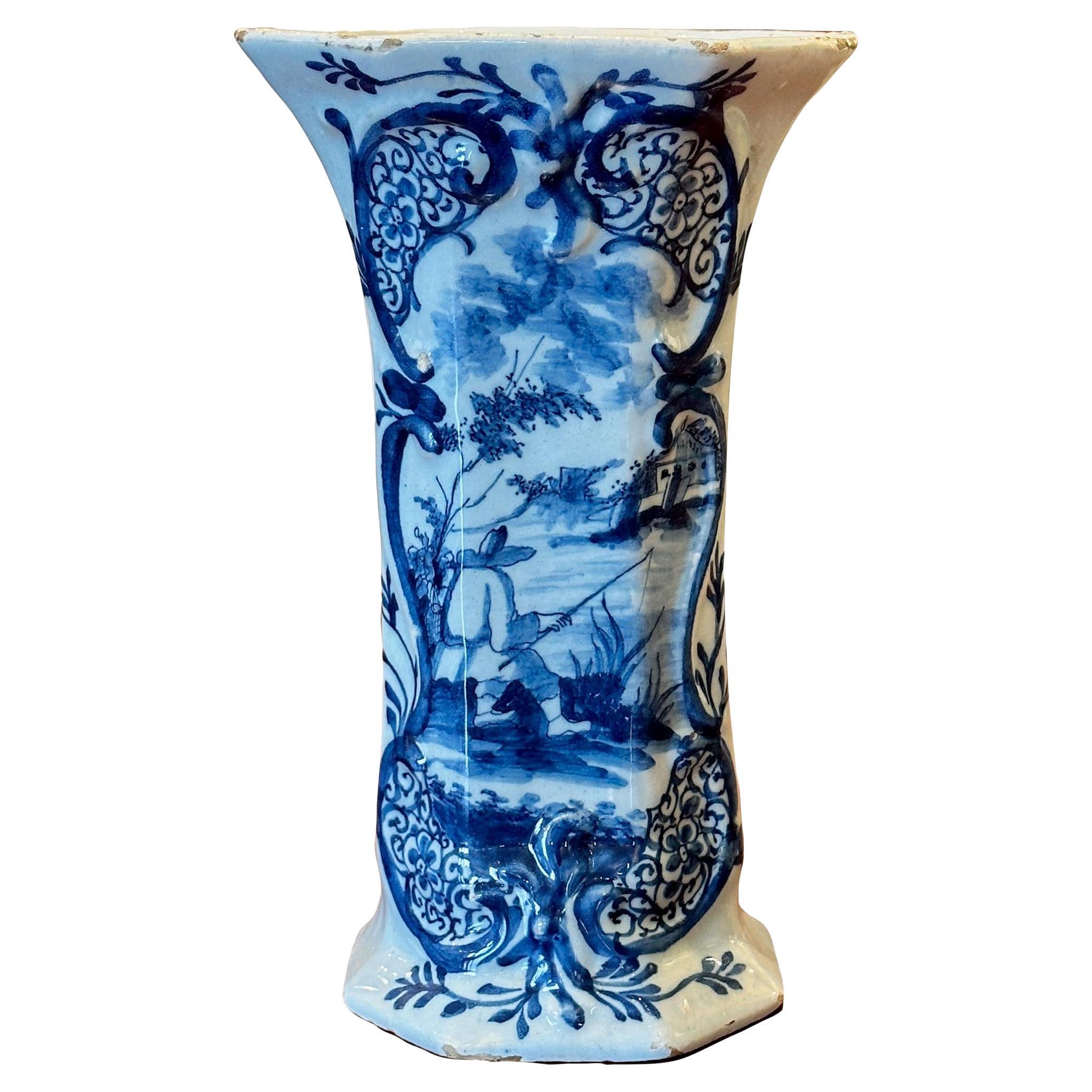 19th Century Delft Vase For Sale