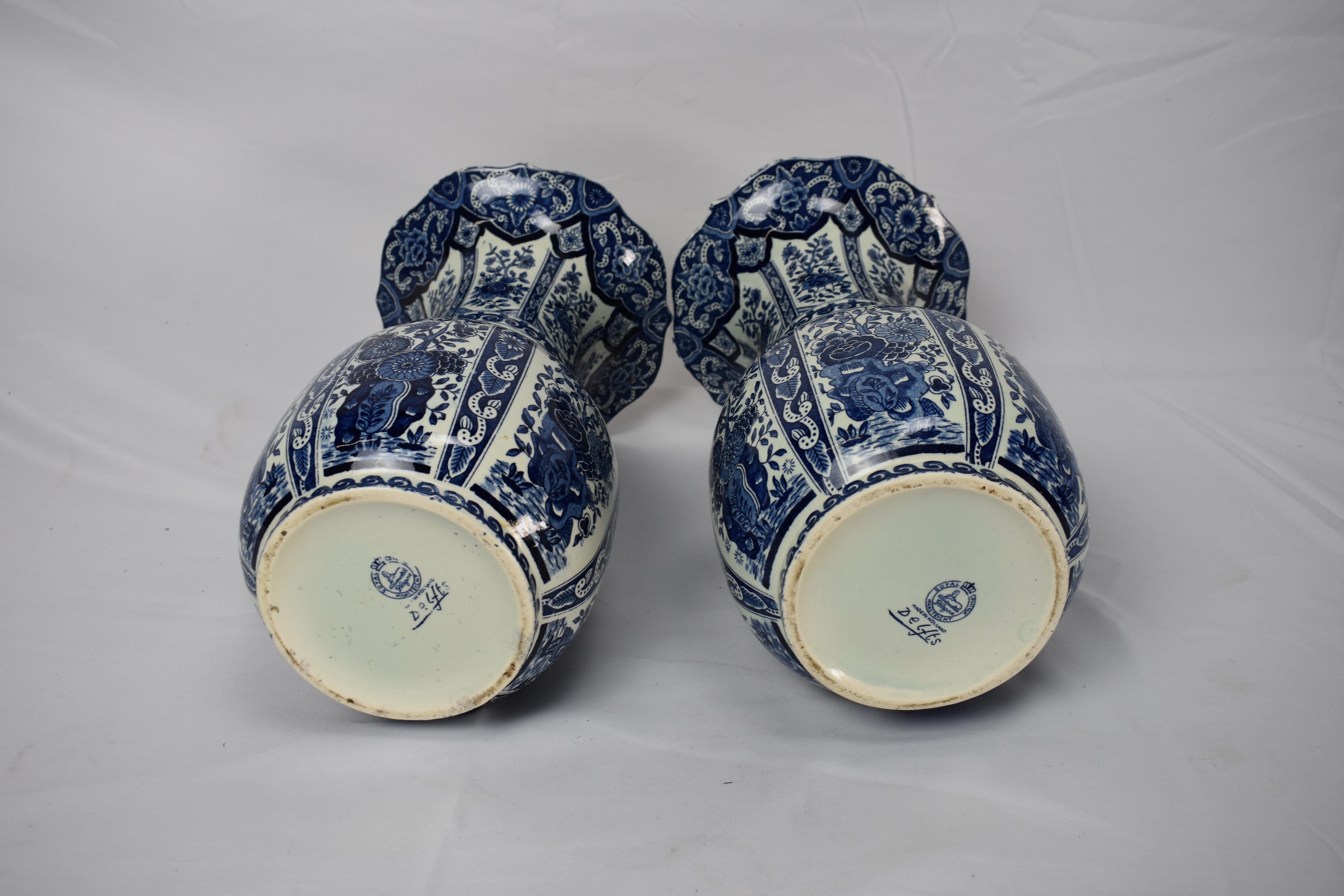 19th Century Delft Vases by Boch of Holland ~ Blue and White 1