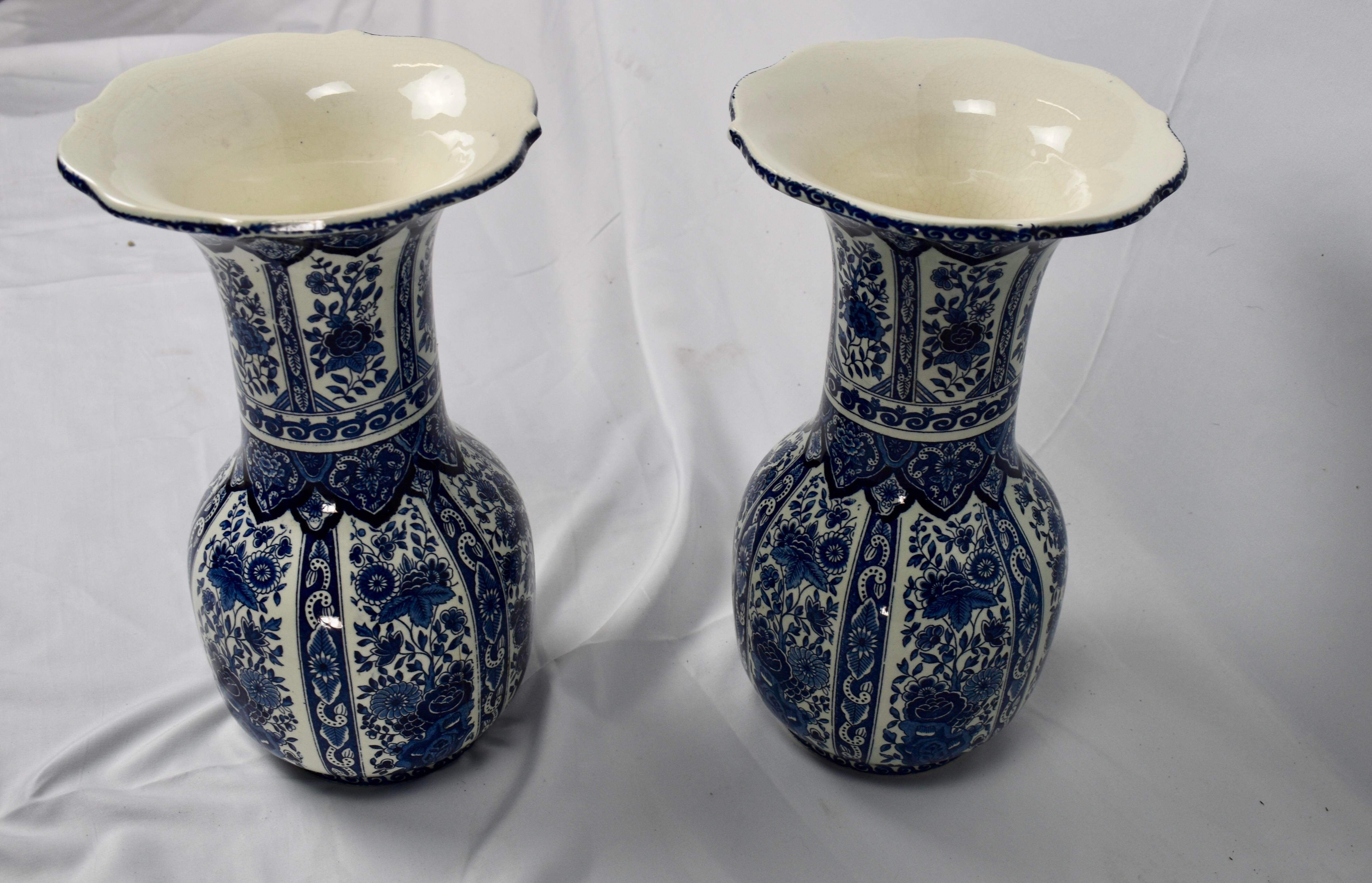 19th Century Delft Vases by Boch of Holland ~ Blue and White 2