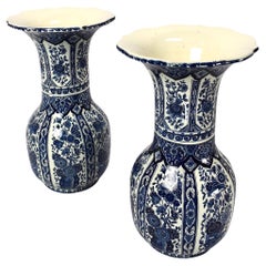 19th Century Delft Vases by Boch of Holland ~ Blue and White