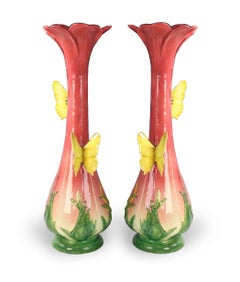 19th Century Delphin Massier Art Nouveau Majolica Vases