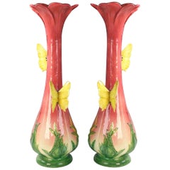 19th Century Delphin Massier Art Nouveau Majolica Vases