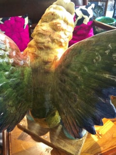 19th Century Delphin Massier, Parrot with Outstretched Wings