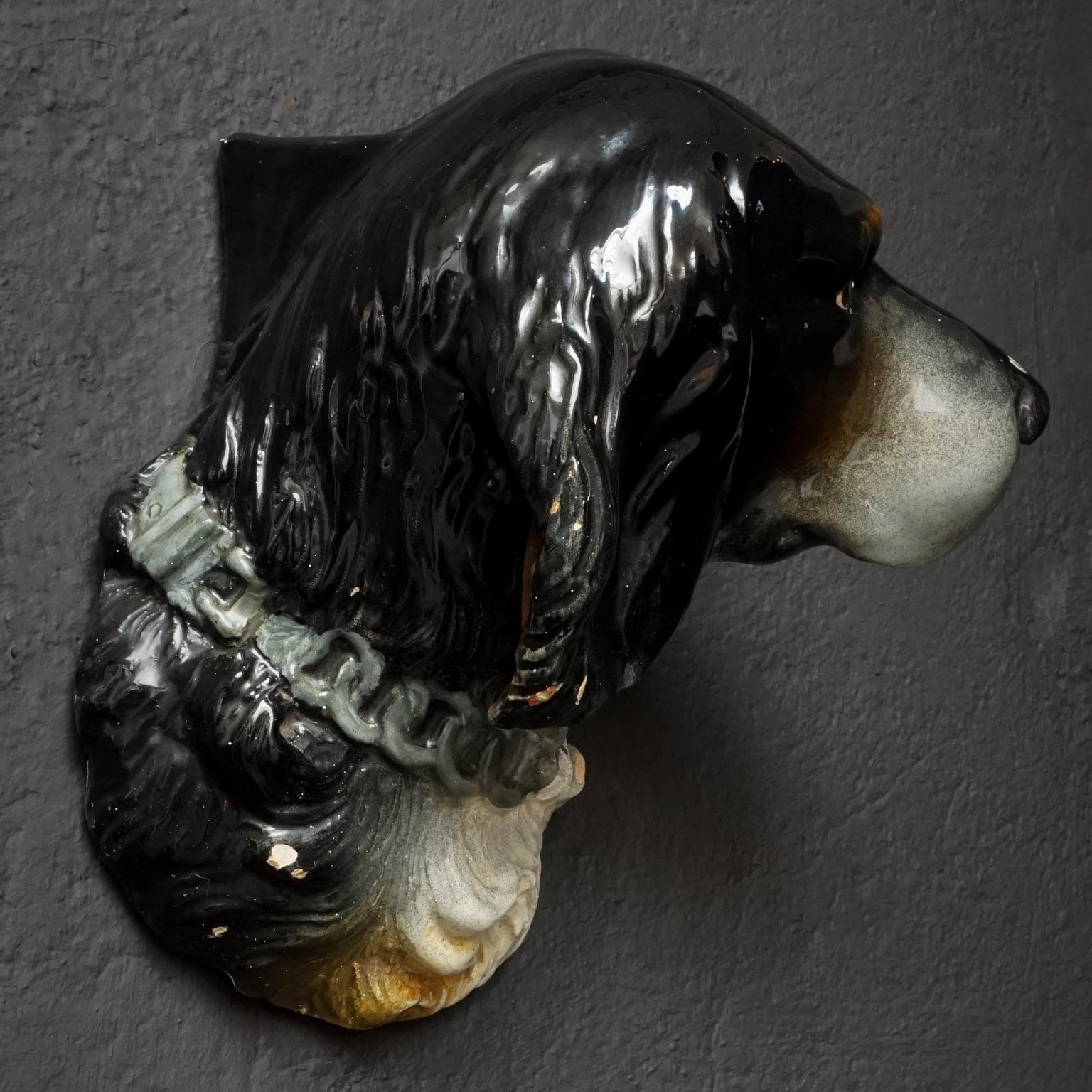 19th Century Delphin Massier Vallauris Ceramic Dog Wall Pocket 5
