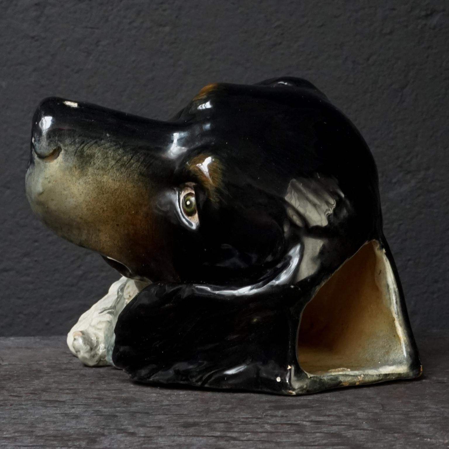 19th Century Delphin Massier Vallauris Ceramic Dog Wall Pocket 6