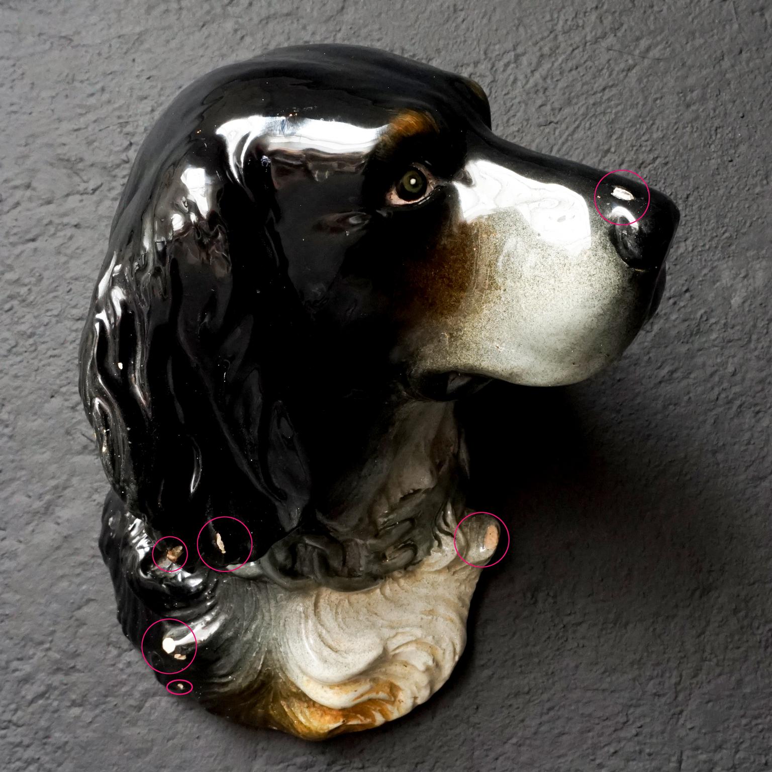 19th Century Delphin Massier Vallauris Ceramic Dog Wall Pocket 11