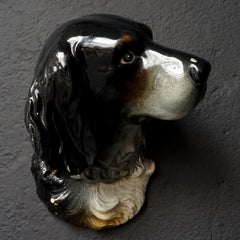 19th Century Delphin Massier Vallauris Ceramic Dog Wall Pocket