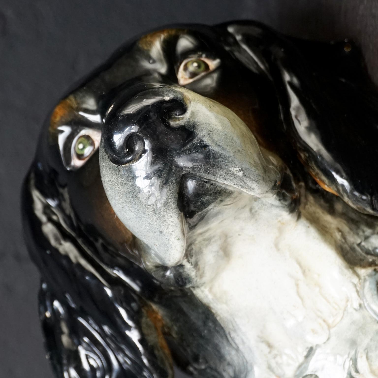 19th Century Delphin Massier Vallauris Ceramic Dog Wall Pocket 3