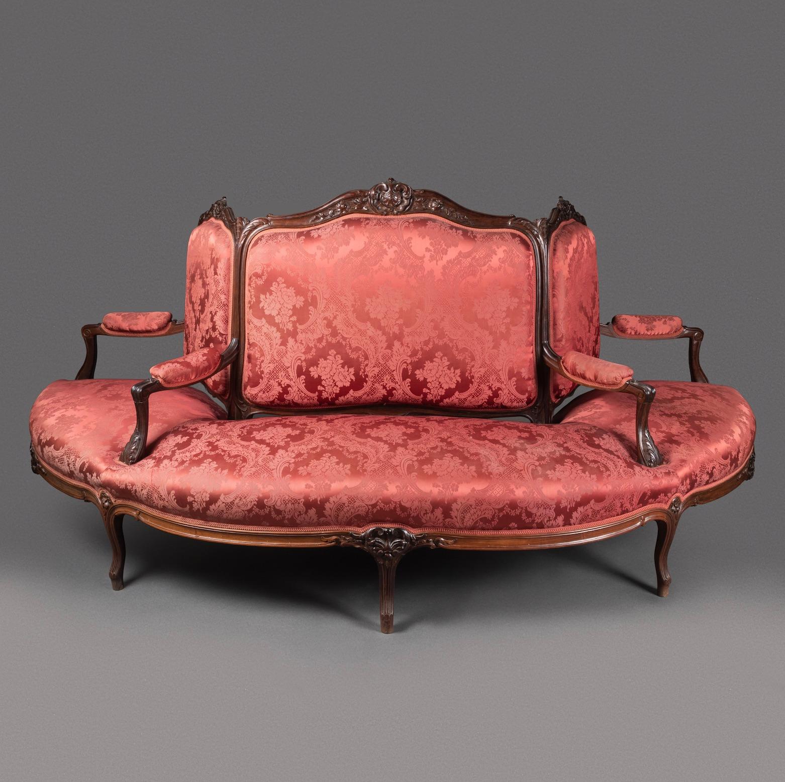 Napoleon III 19th century demi-borne / Half seat in rosewood  For Sale