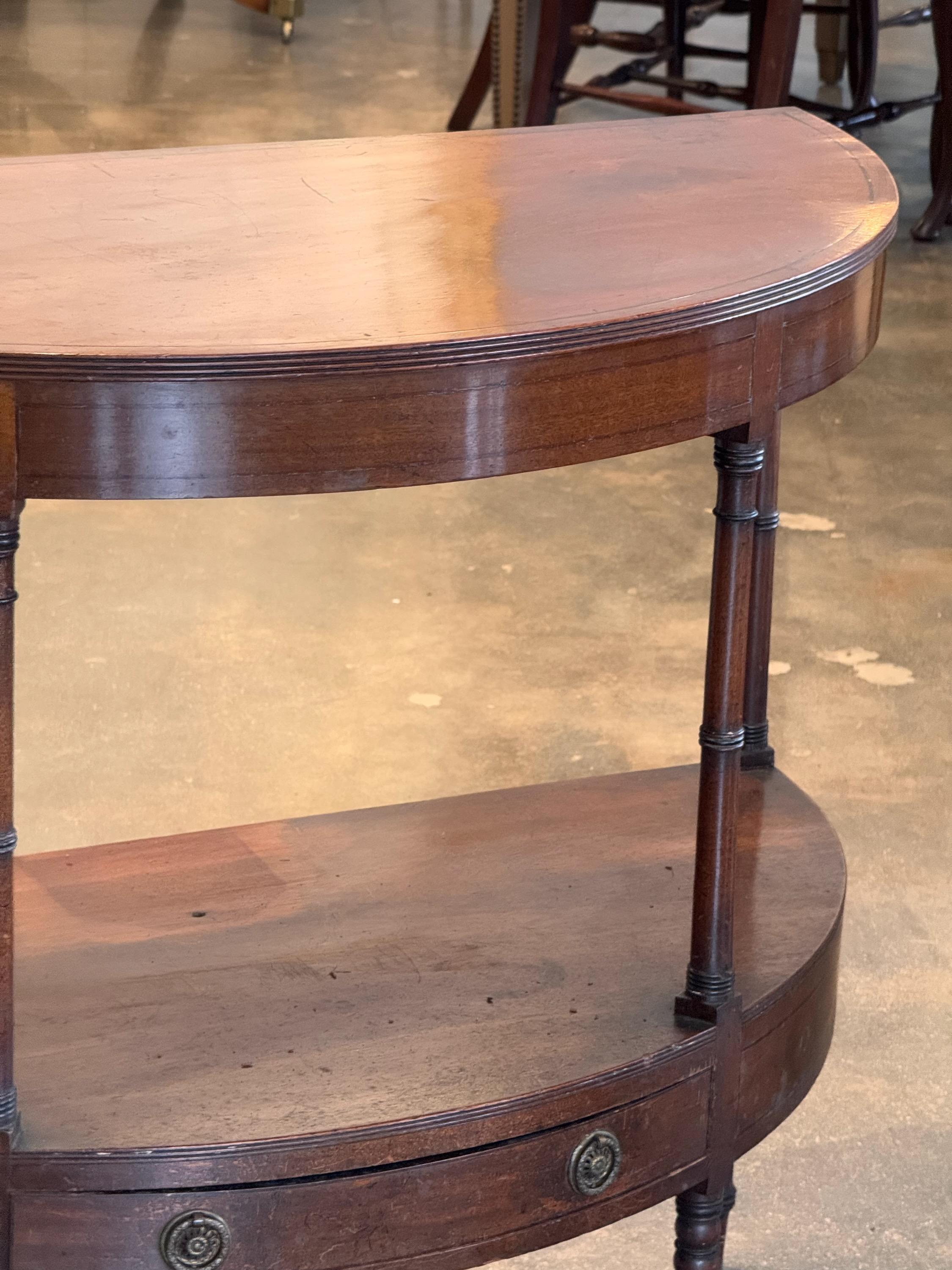 Mahogany 19th Century Demi Lune Console For Sale