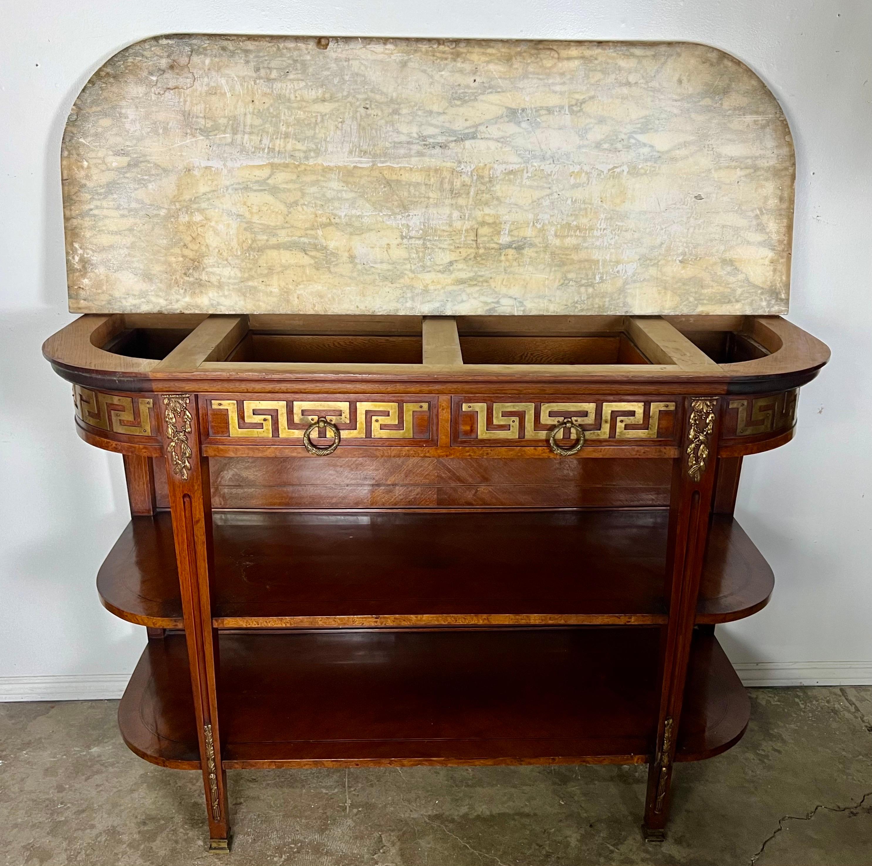 19th-Century Demi-Lune Console Table w/ Marble Top For Sale 12
