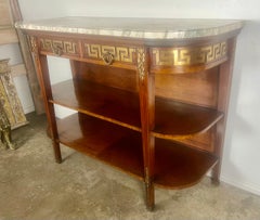 19th-Century Demi-Lune Console Table w/ Marble Top