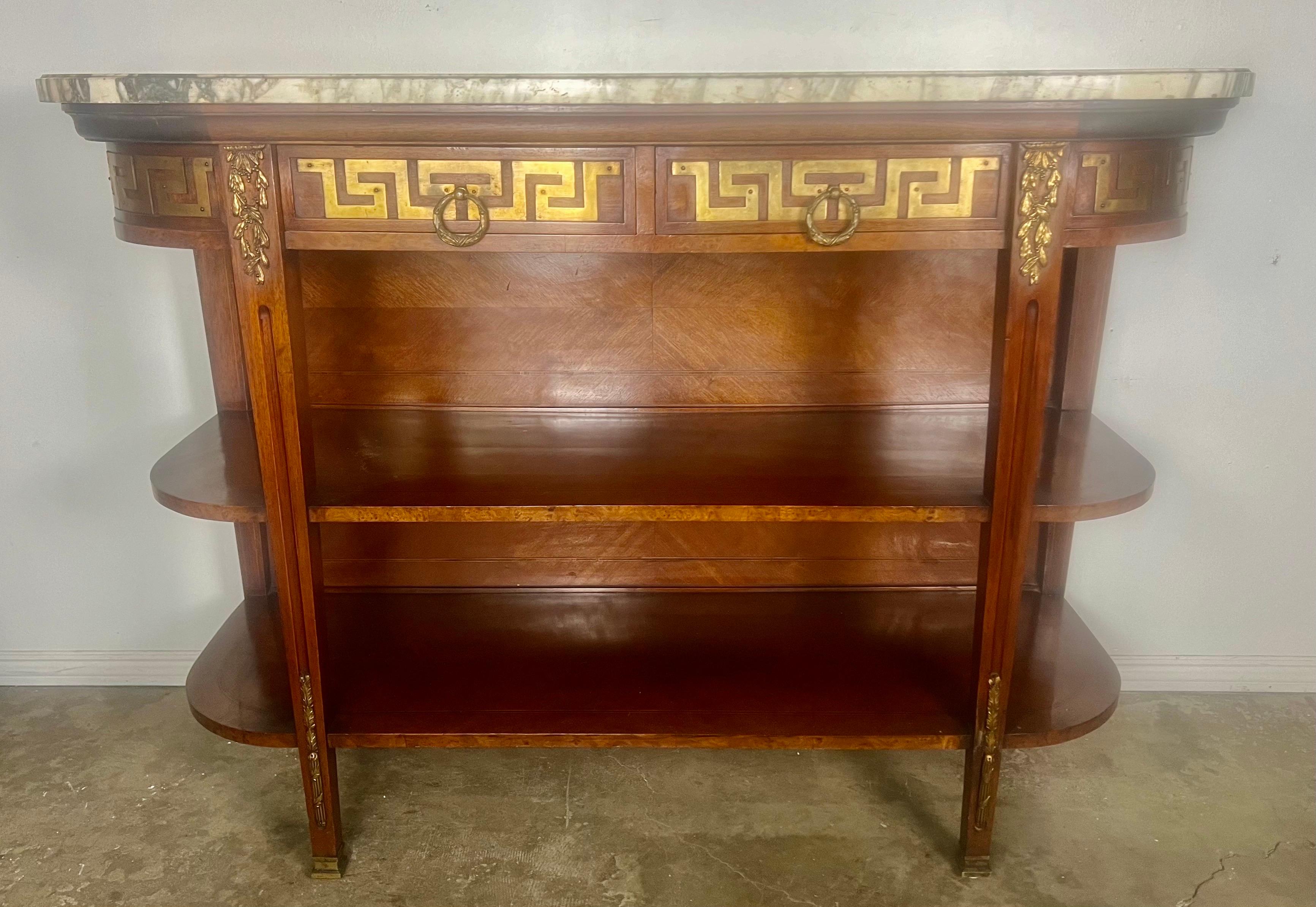 Neoclassical 19th-Century Demi-Lune Console Table w/ Marble Top For Sale