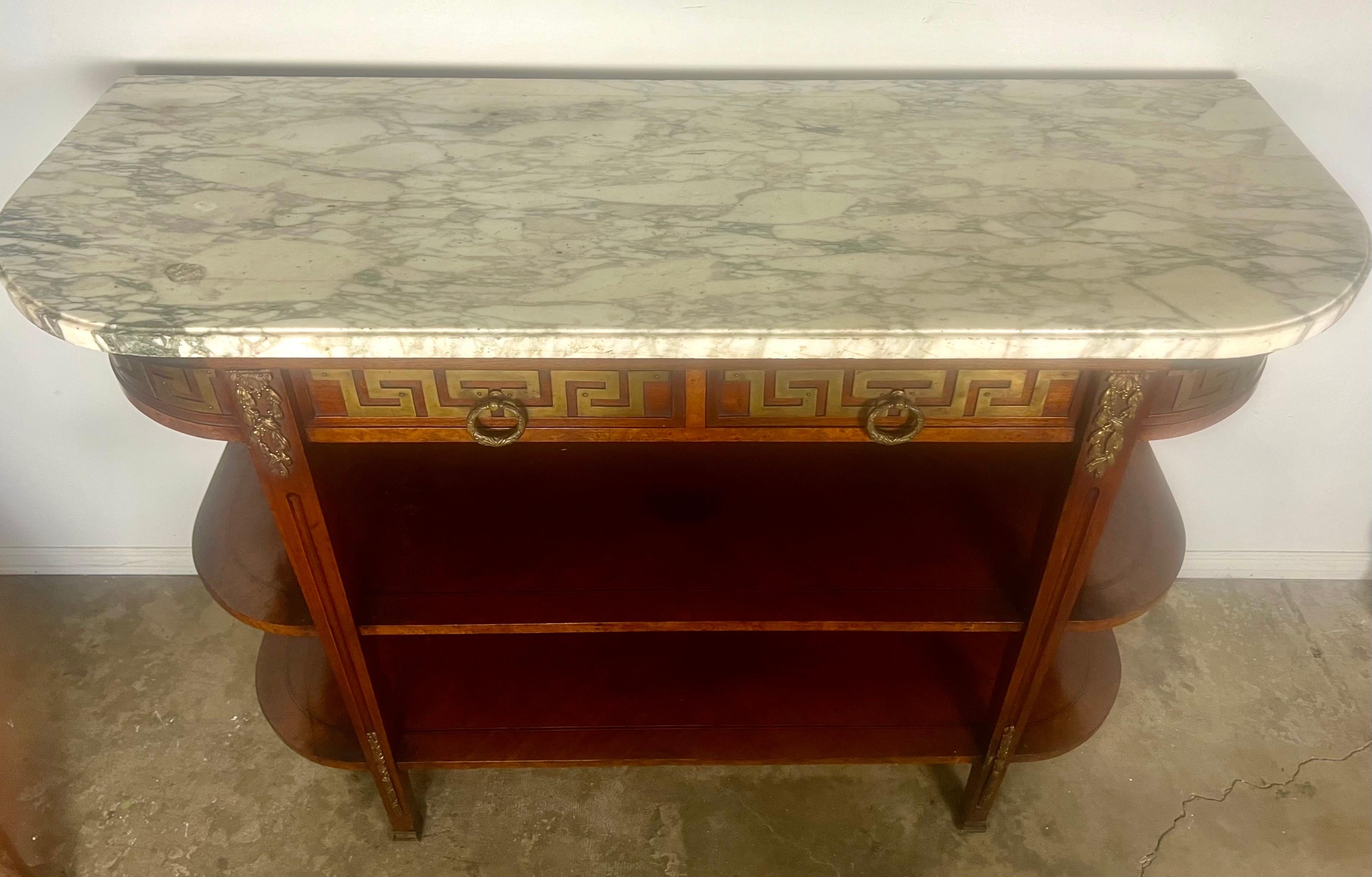 French 19th-Century Demi-Lune Console Table w/ Marble Top For Sale
