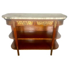19th-Century Demi-Lune Console Table w/ Marble Top
