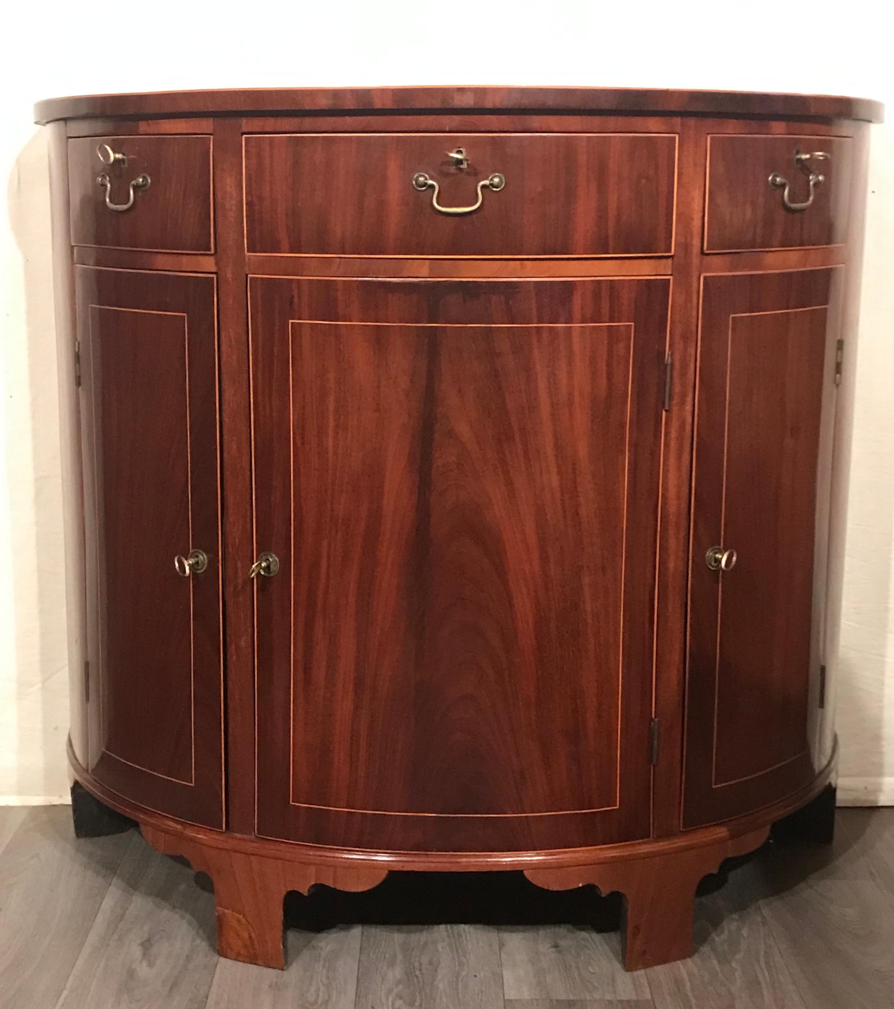 Neoclassical 19th century Demi Lune Credenza, Germany 1830 For Sale