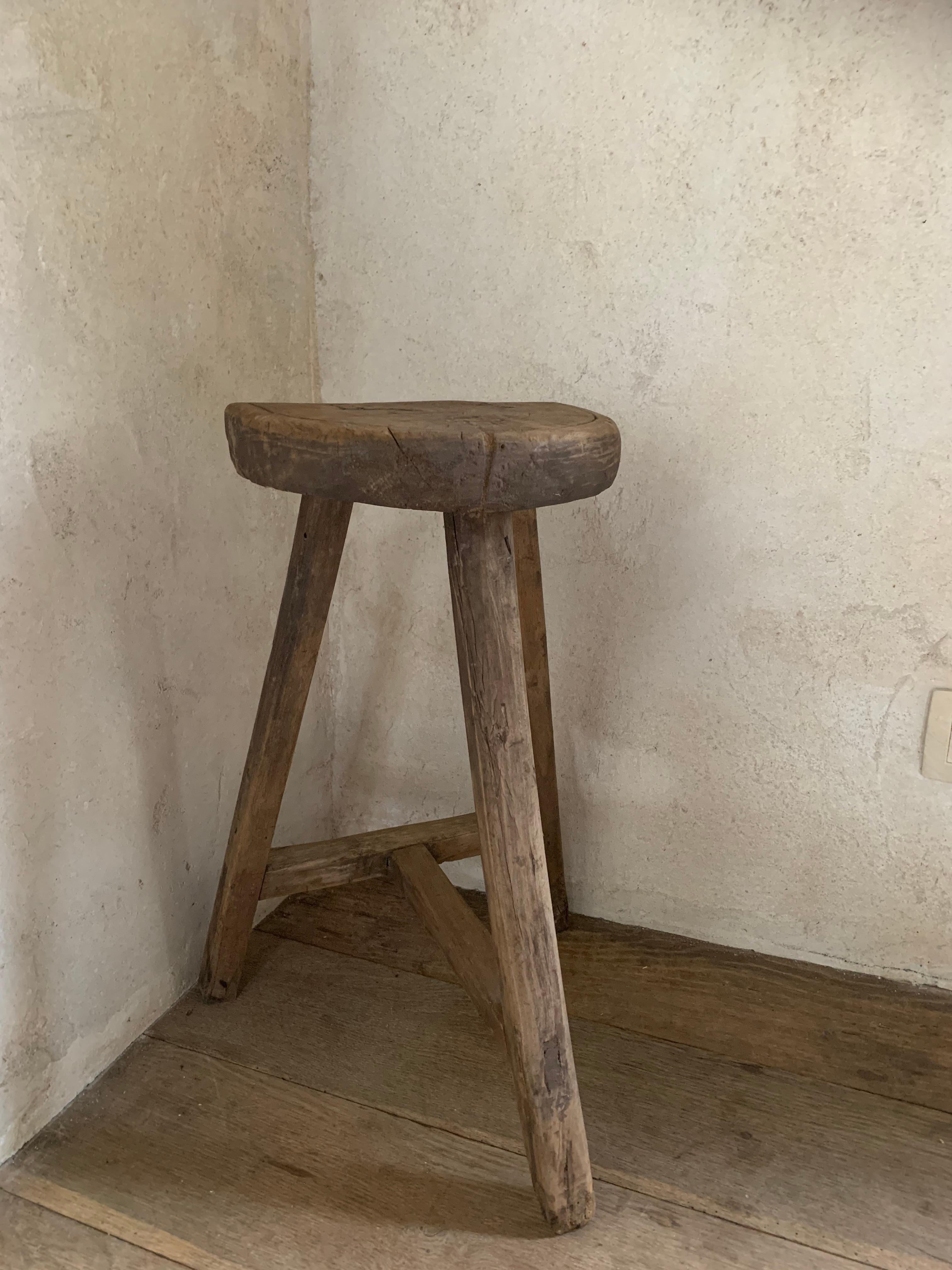 A good example of a 19th century Chinese stool with a one slab top on beautifully grained elm. Very sturdy and ready for everyday use.