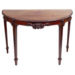 Used 19th Century Demi-Lune Table With Central Carved Mask