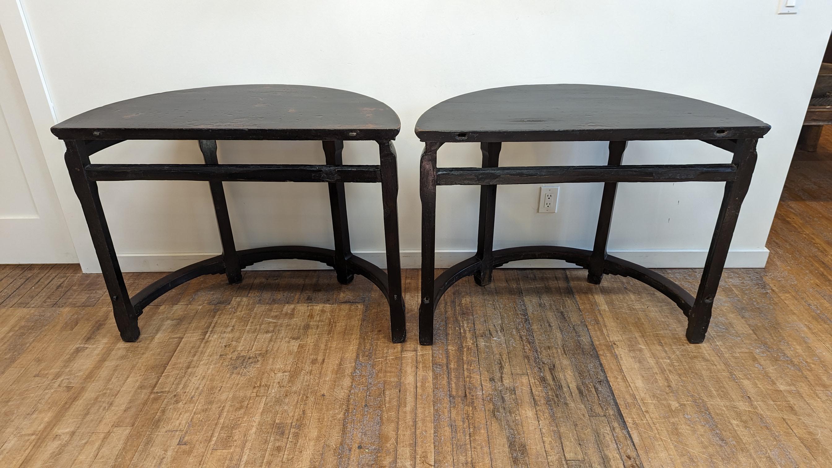 19th Century Demi Lune Tables Pair For Sale 4