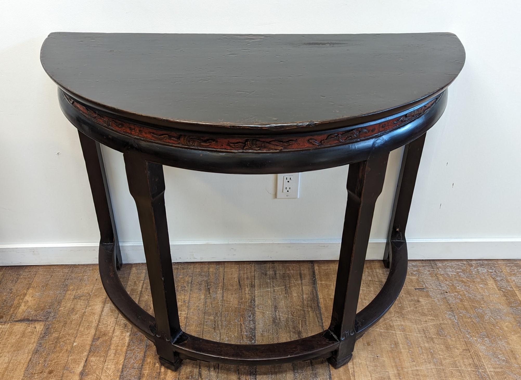 Chinese 19th Century Demi Lune Tables Pair For Sale