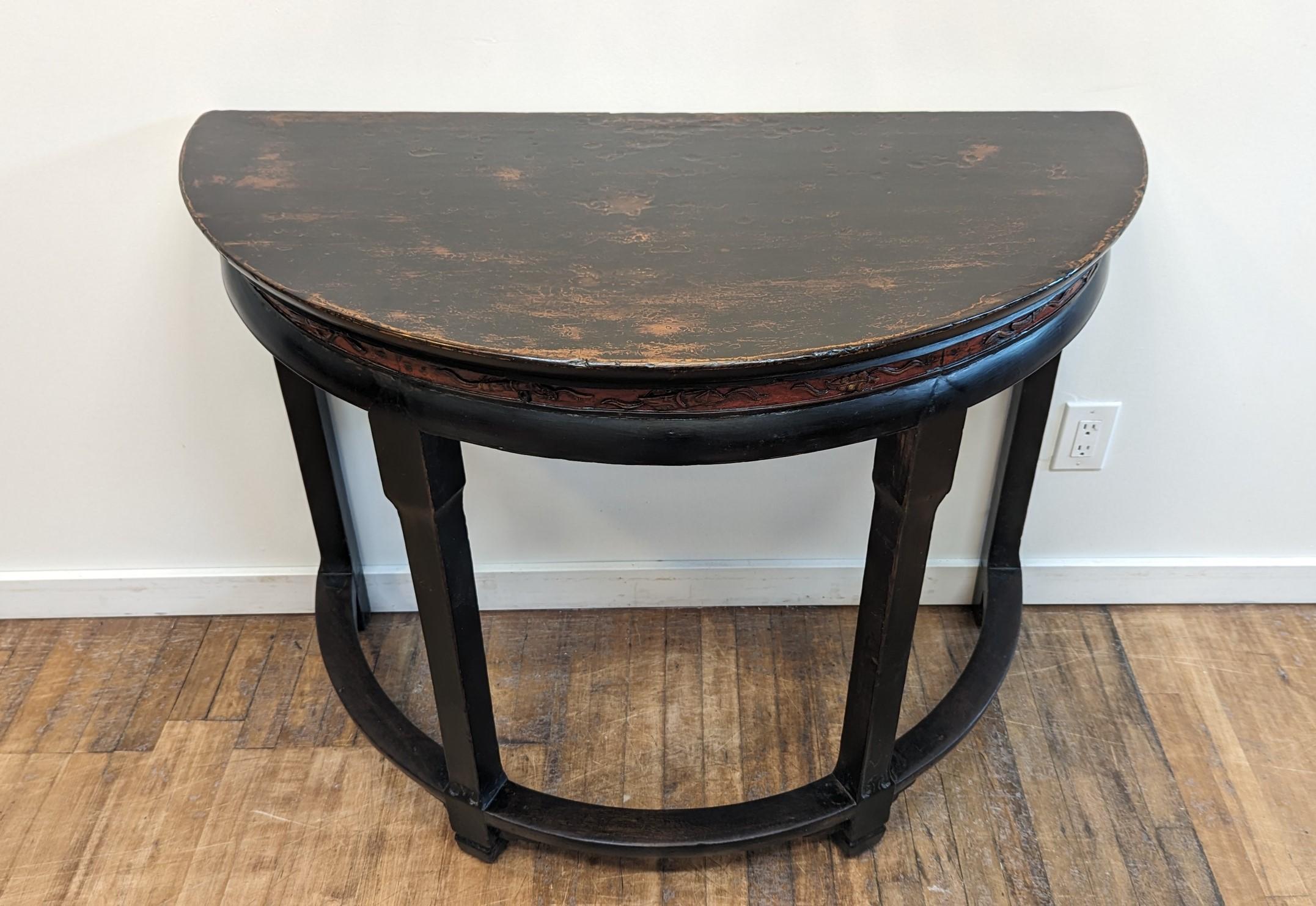 Lacquered 19th Century Demi Lune Tables Pair For Sale