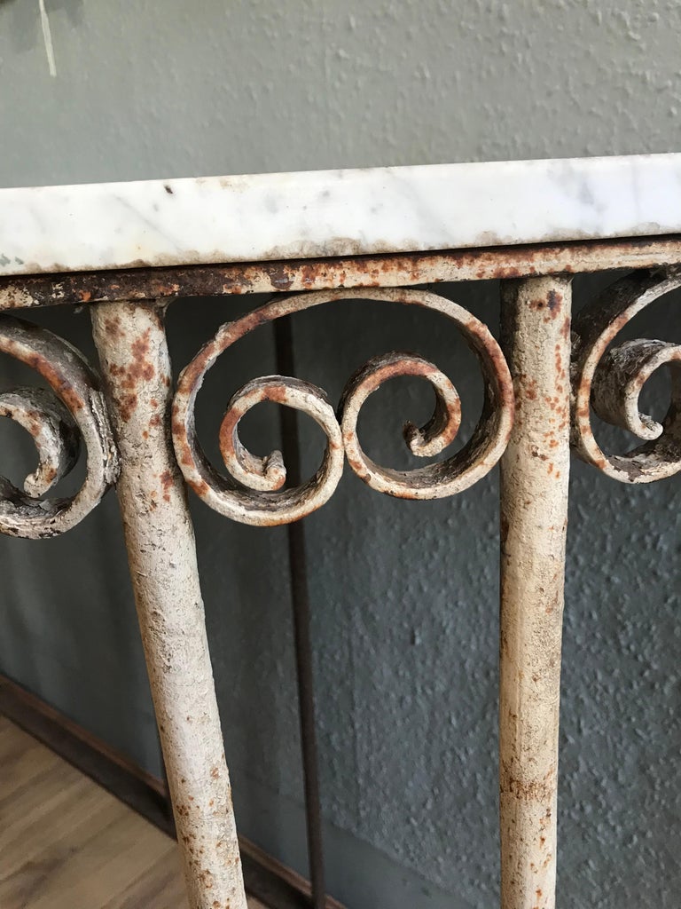 19th Century Demi-Lune Wrought Iron and Marble Console Table For Sale ...