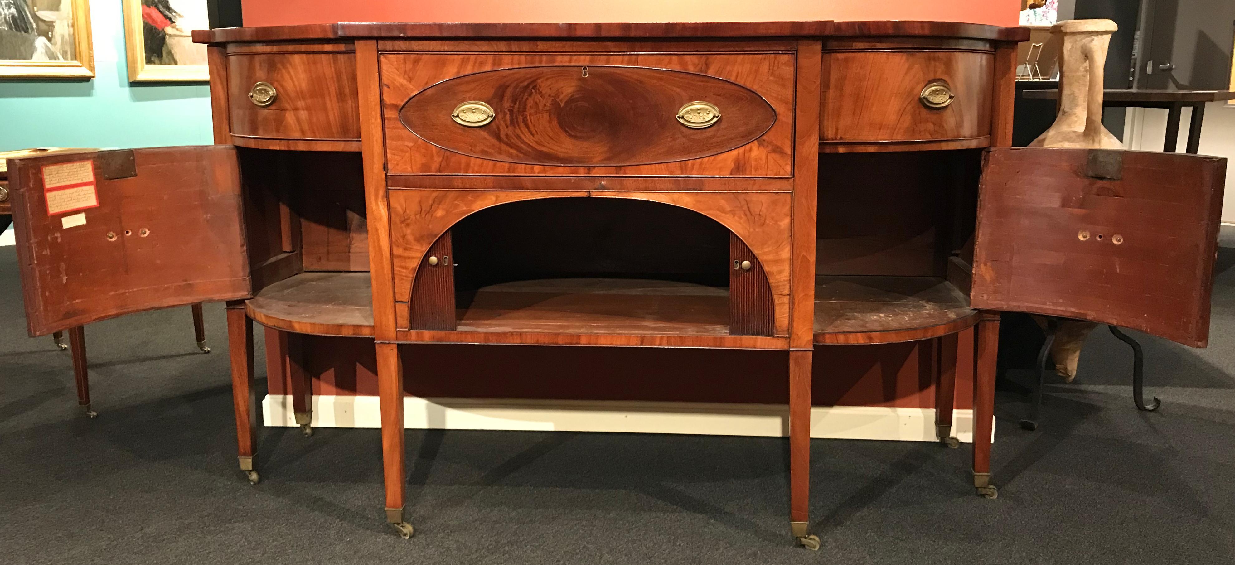 19th Century Demilune Mahogany Sideboard /Desk owned by Nathaniel Silsbee  1