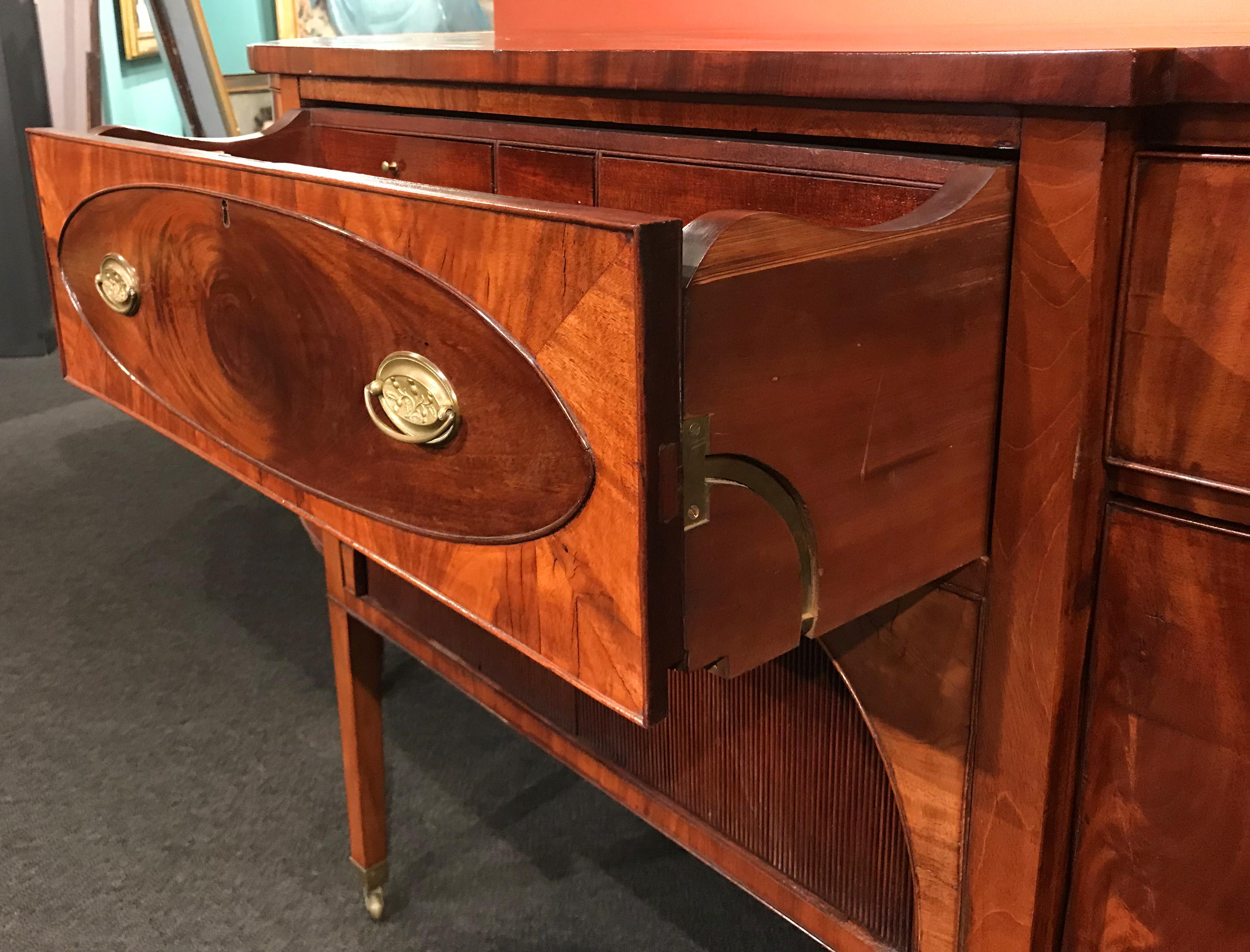 English 19th Century Demilune Mahogany Sideboard /Desk owned by Nathaniel Silsbee 