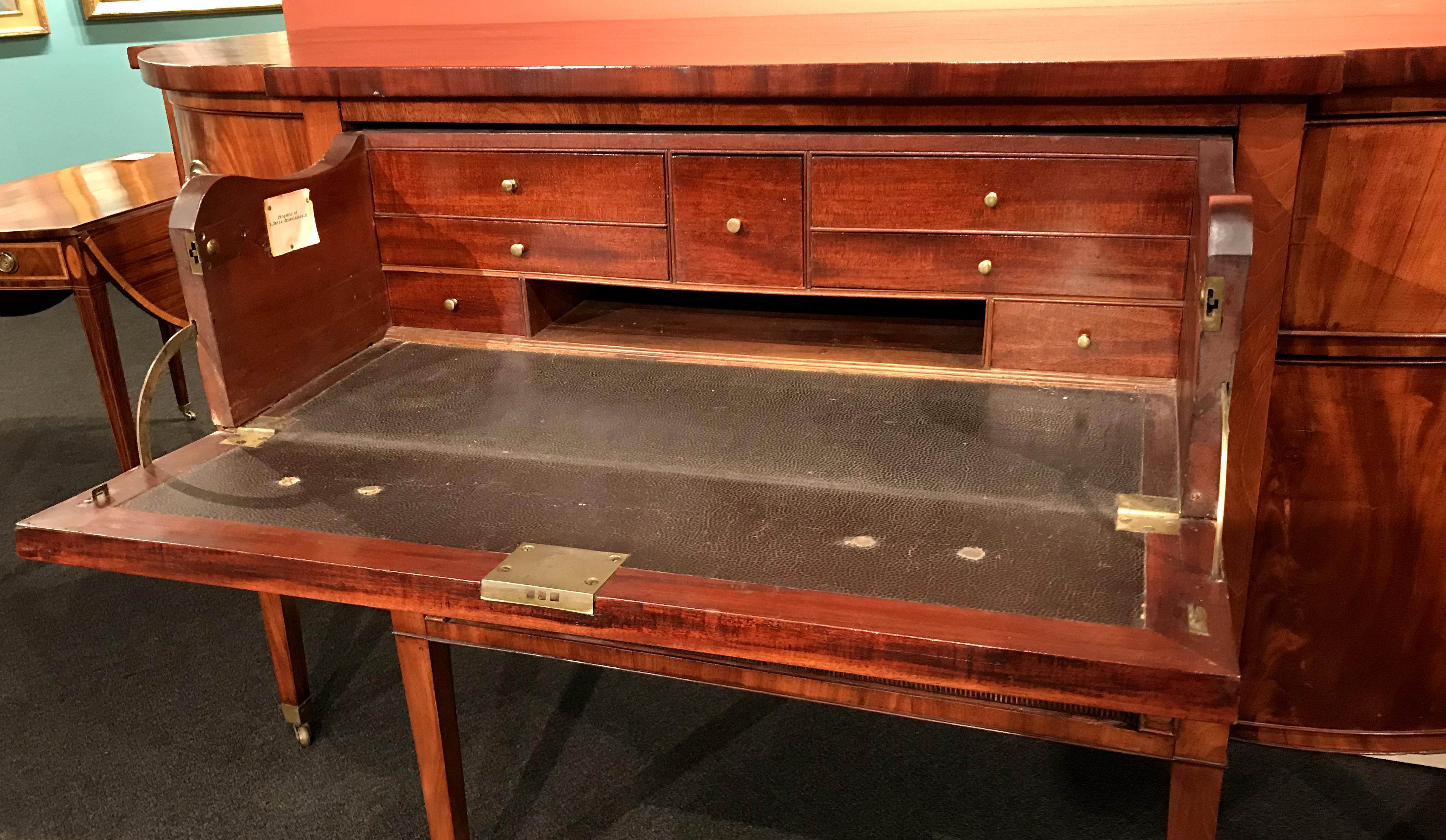 Veneer 19th Century Demilune Mahogany Sideboard /Desk owned by Nathaniel Silsbee 