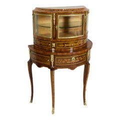 19th Century Demilune Top Display Cabinet Louis XVI Styles